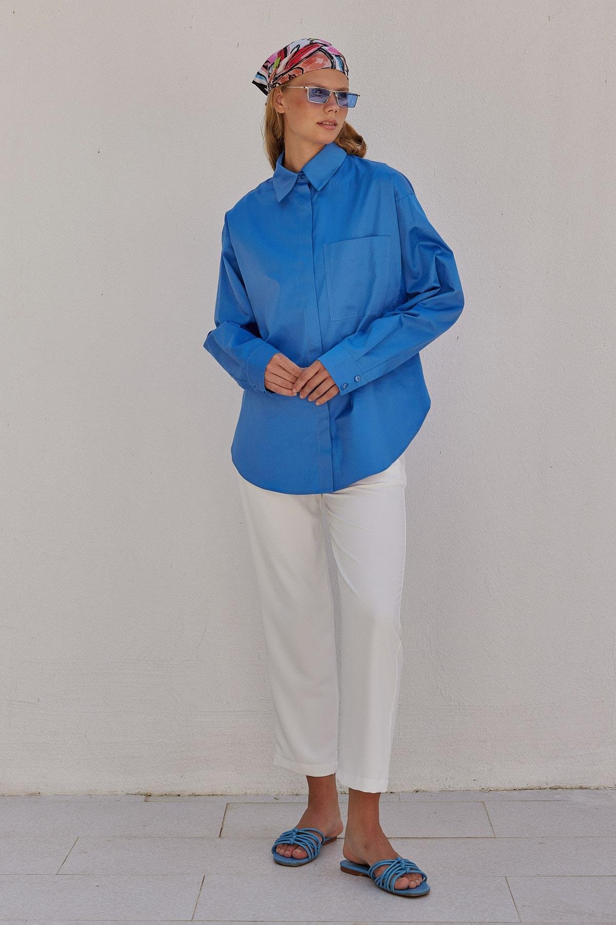 Louis Basic Cotton Gömlek - İndigo Mavi