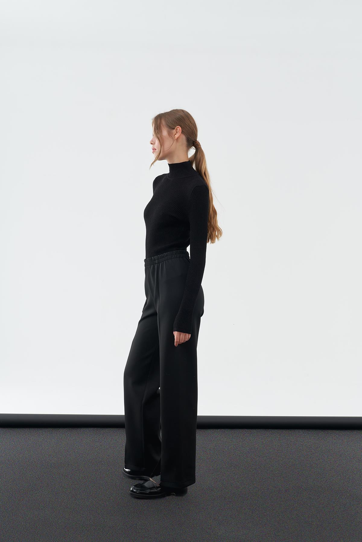 Lucia Önden Yırtmaçlı Scuba Pantolon - Siyah