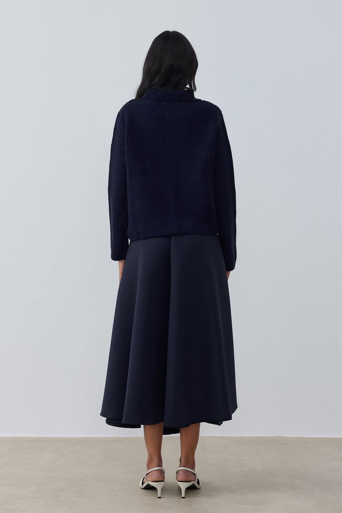 Maisie Gold Düğmeli Örgü Hırka - Lacivert 