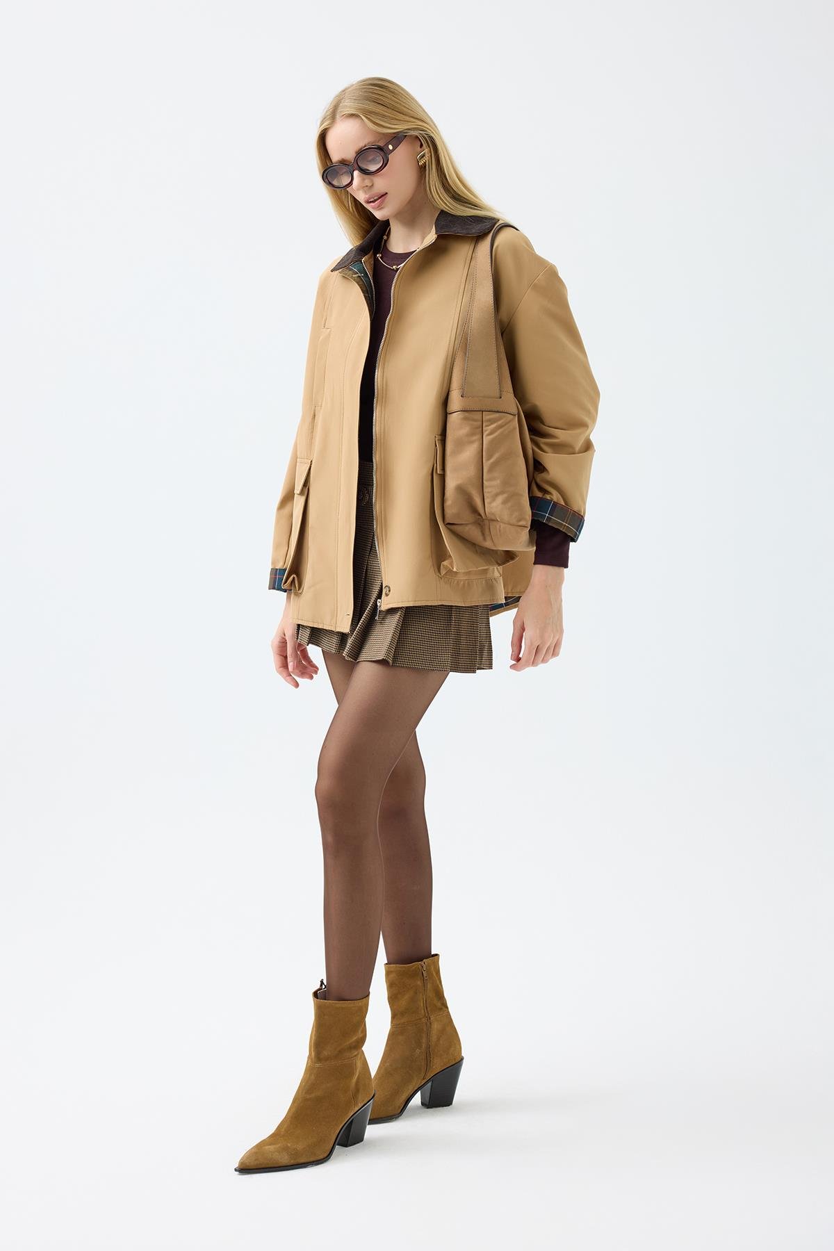 Marcie Ekose Detaylı Trençkot - Camel 