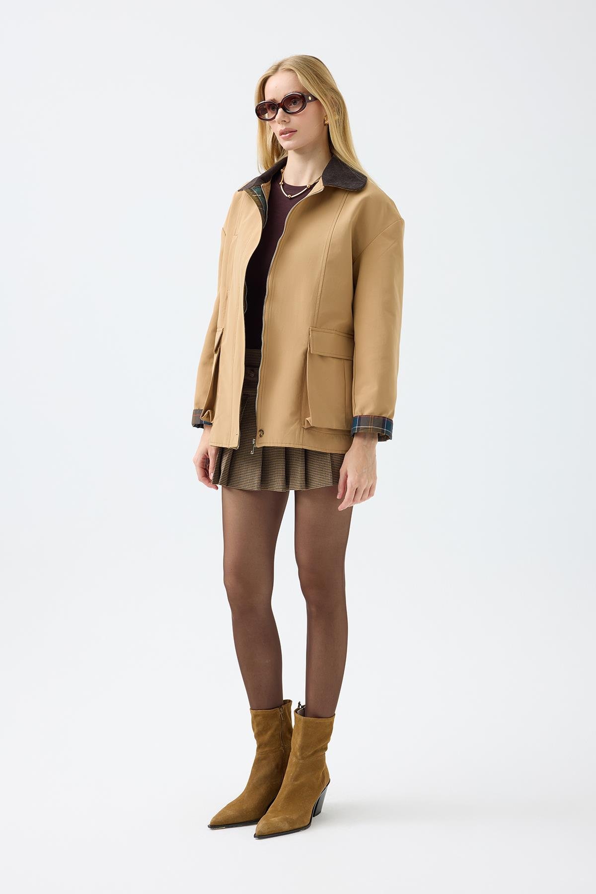 Marcie Ekose Detaylı Trençkot - Camel 