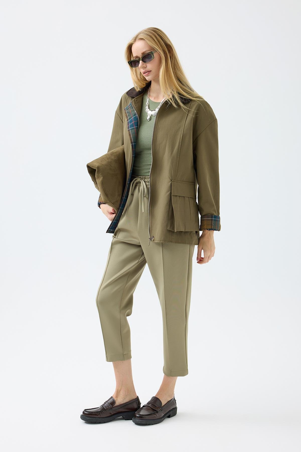 Marcie Ekose Detaylı Trençkot - Haki 