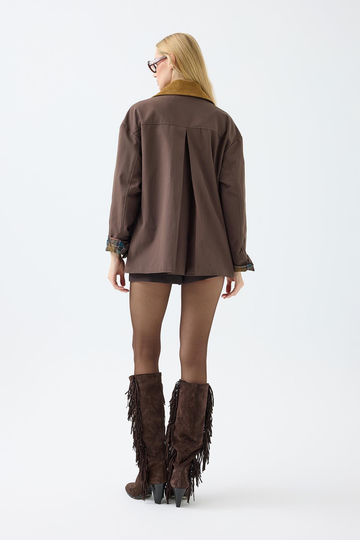 Marcie Ekose Detaylı Trençkot - Kahverengi 