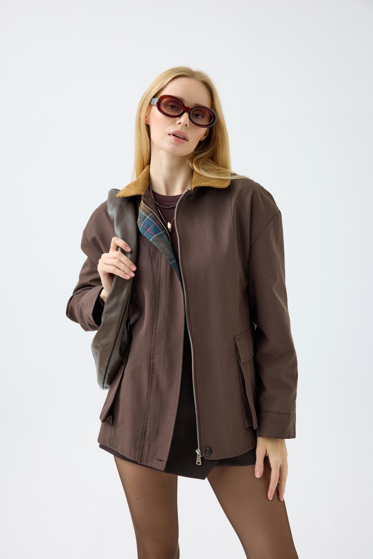 Marcie Ekose Detaylı Trençkot - Kahverengi 