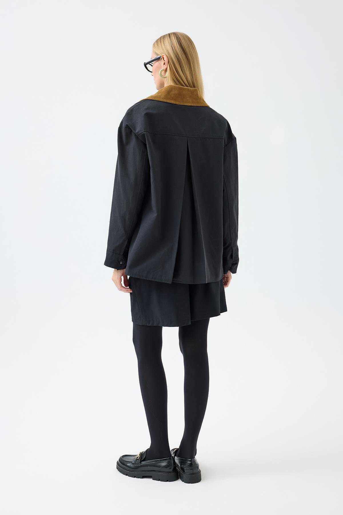 Marcie Ekose Detaylı Trençkot - Siyah 