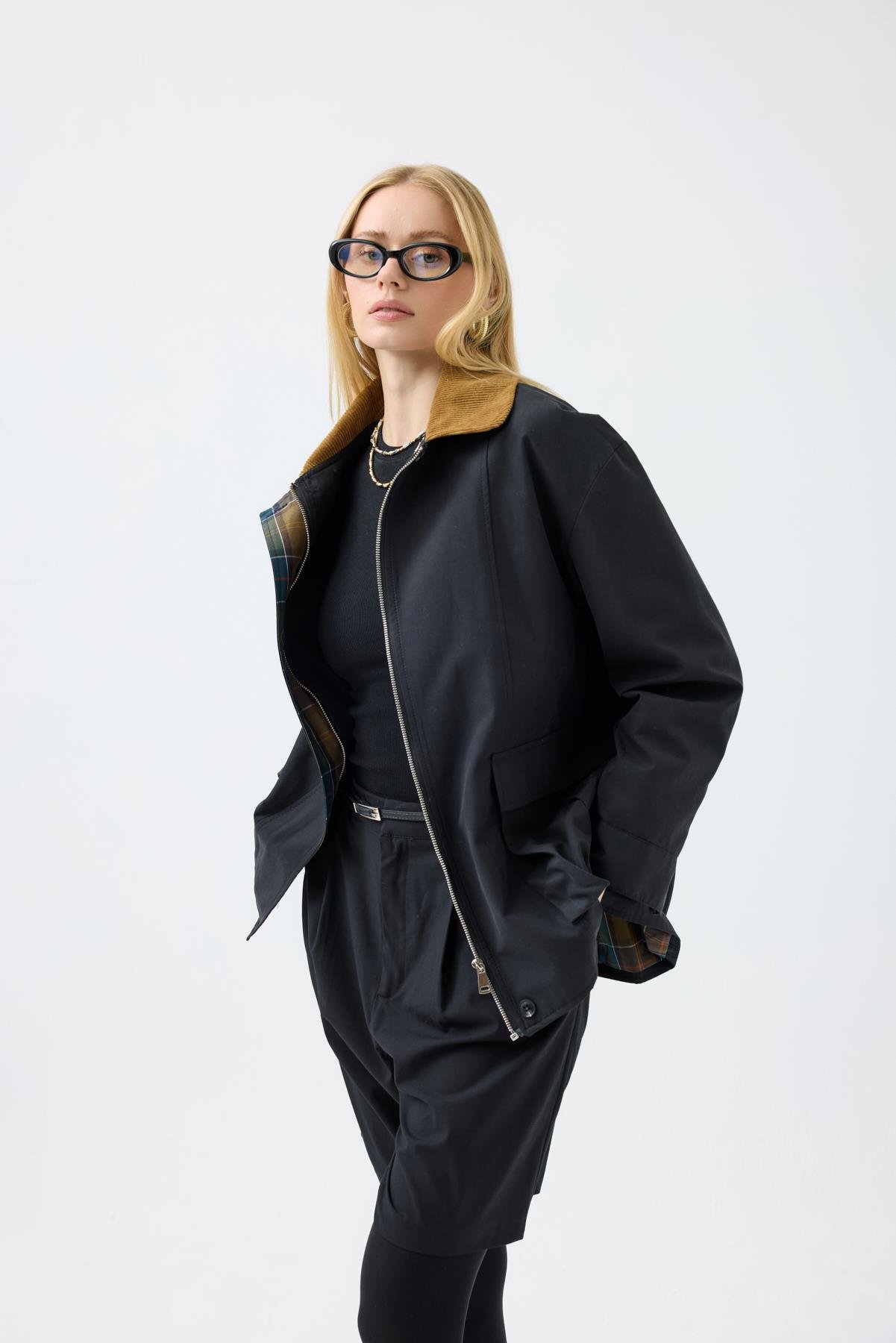 Marcie Ekose Detaylı Trençkot - Siyah 