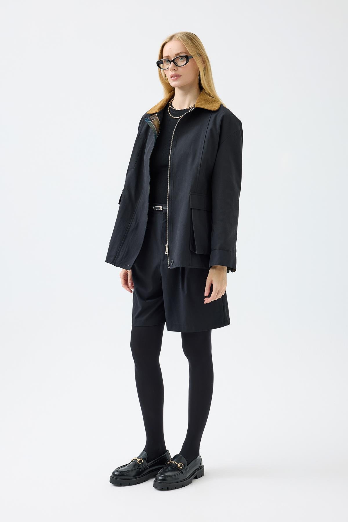 Marcie Ekose Detaylı Trençkot - Siyah 