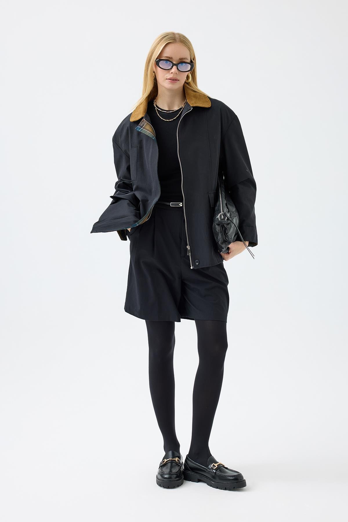 Marcie Ekose Detaylı Trençkot - Siyah 