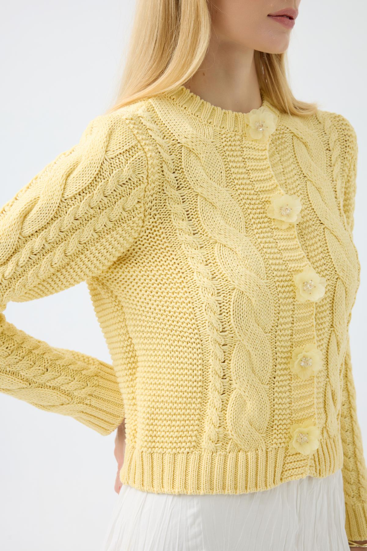 Marilyn Düğme Aksesuarlı Hırka - Sarı 