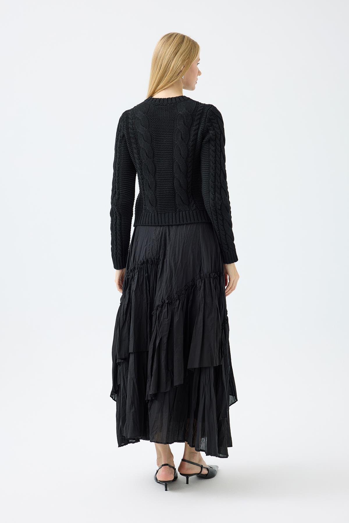 Marilyn Düğme Aksesuarlı Hırka - Siyah 