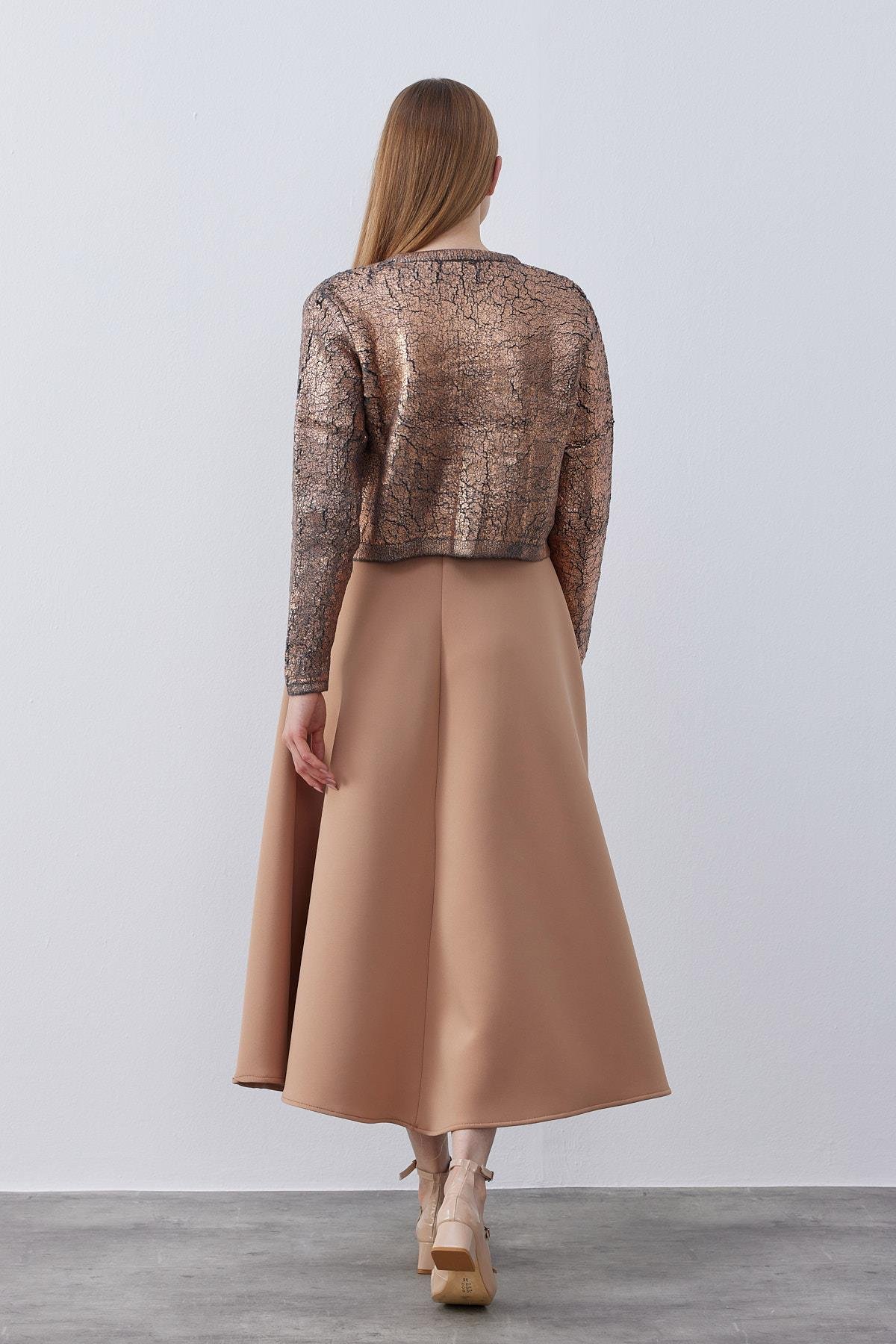 Matrix Metal Düğmeli Hırka-Bakır