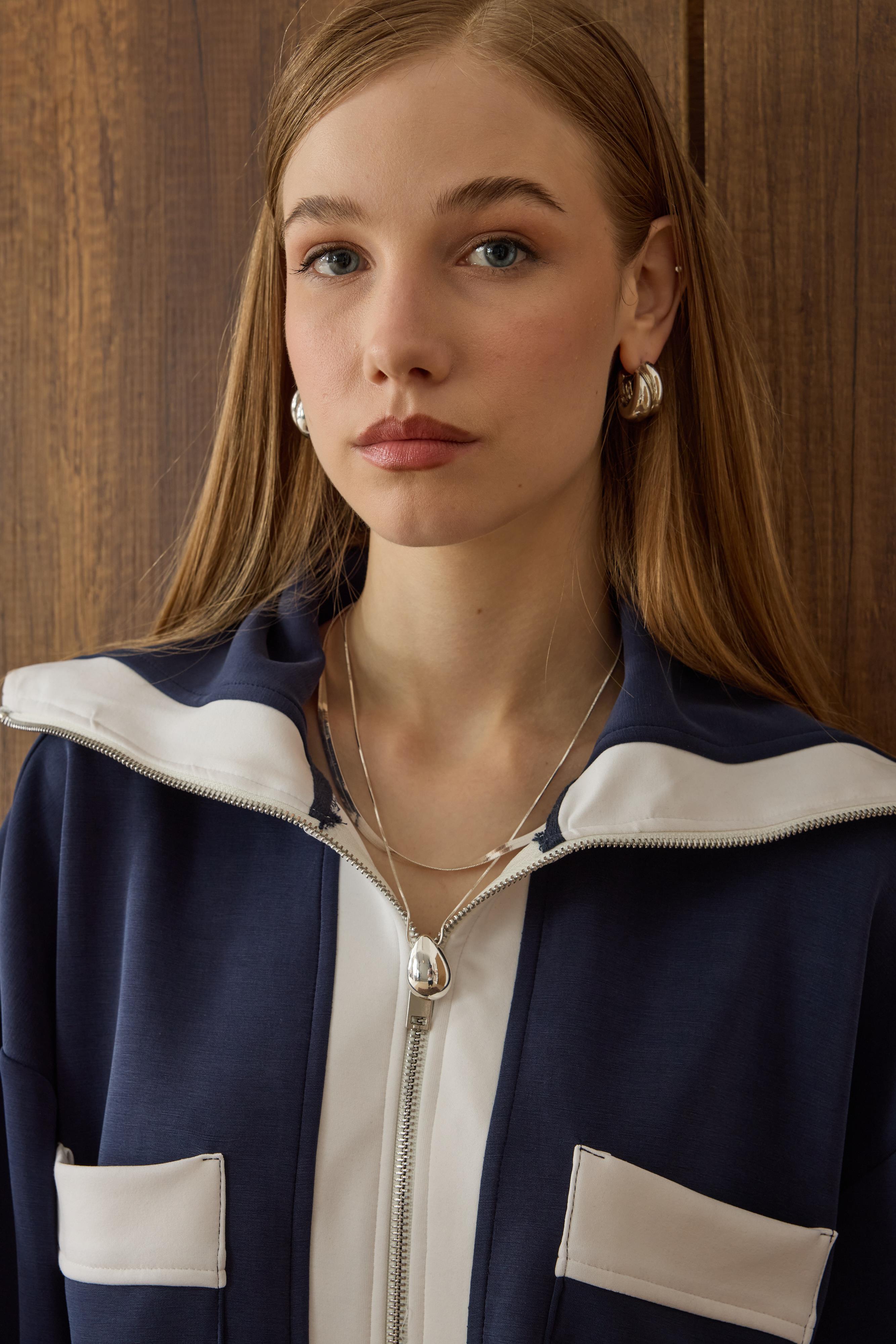 Mattea Yakalı Garnili Modal Takım - Lacivert