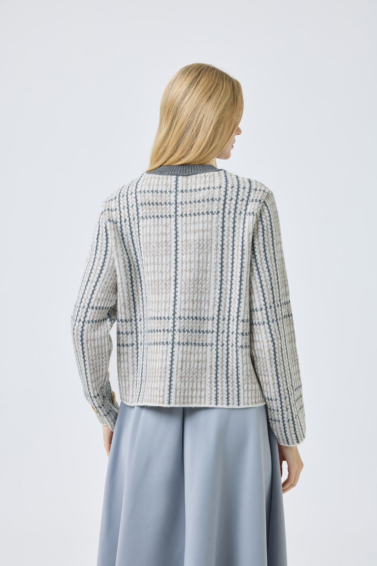 Melody Süs Cepli Gold Düğümeli Hırka - Antrasit 