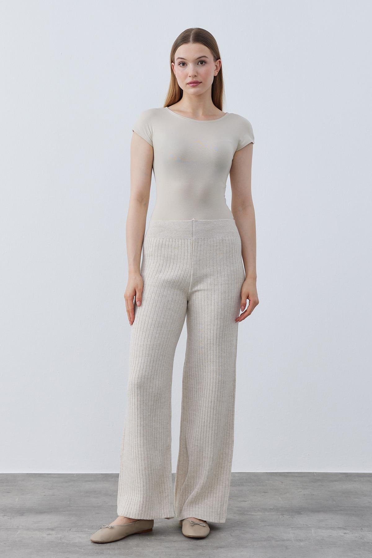 Milla Fitilli Triko Pantolon- Bej