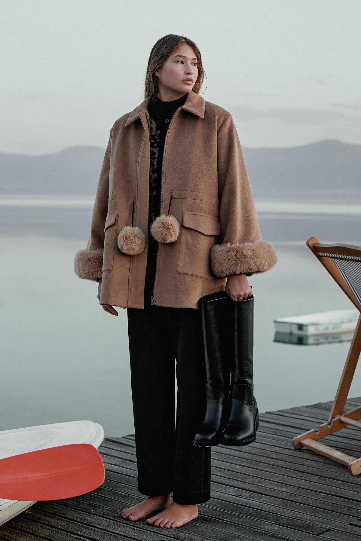 Molly Kürk Detaylı Kaban-Camel