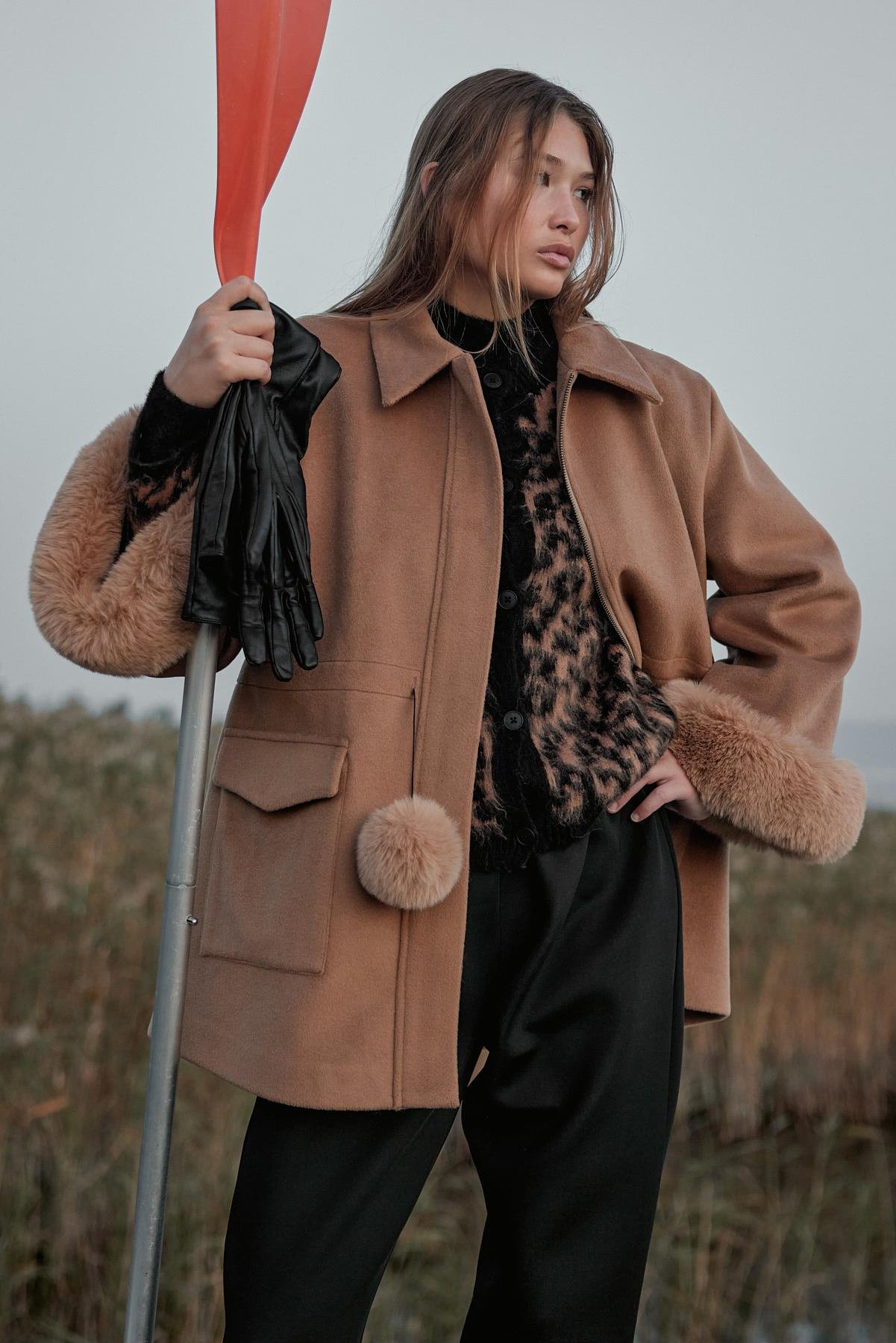 Molly Kürk Detaylı Kaban-Camel