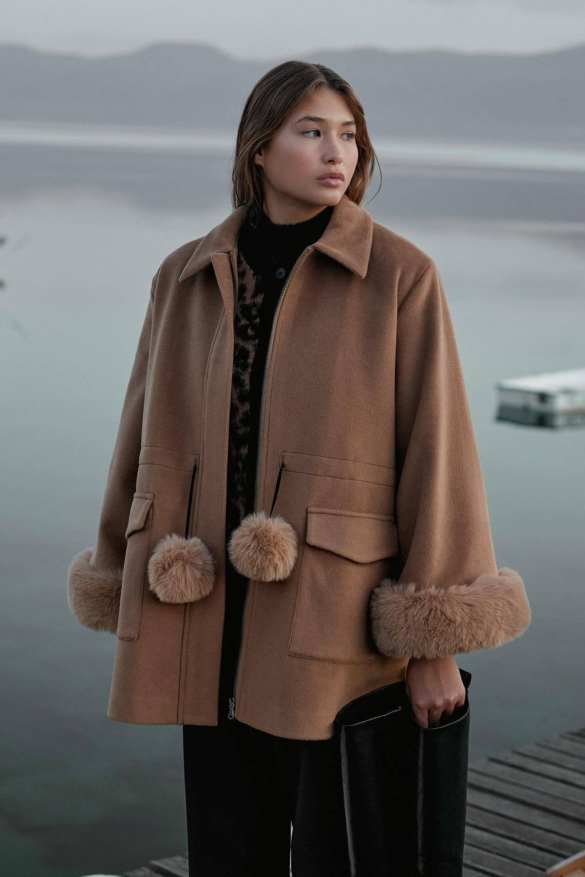 Molly Kürk Detaylı Kaban-Camel
