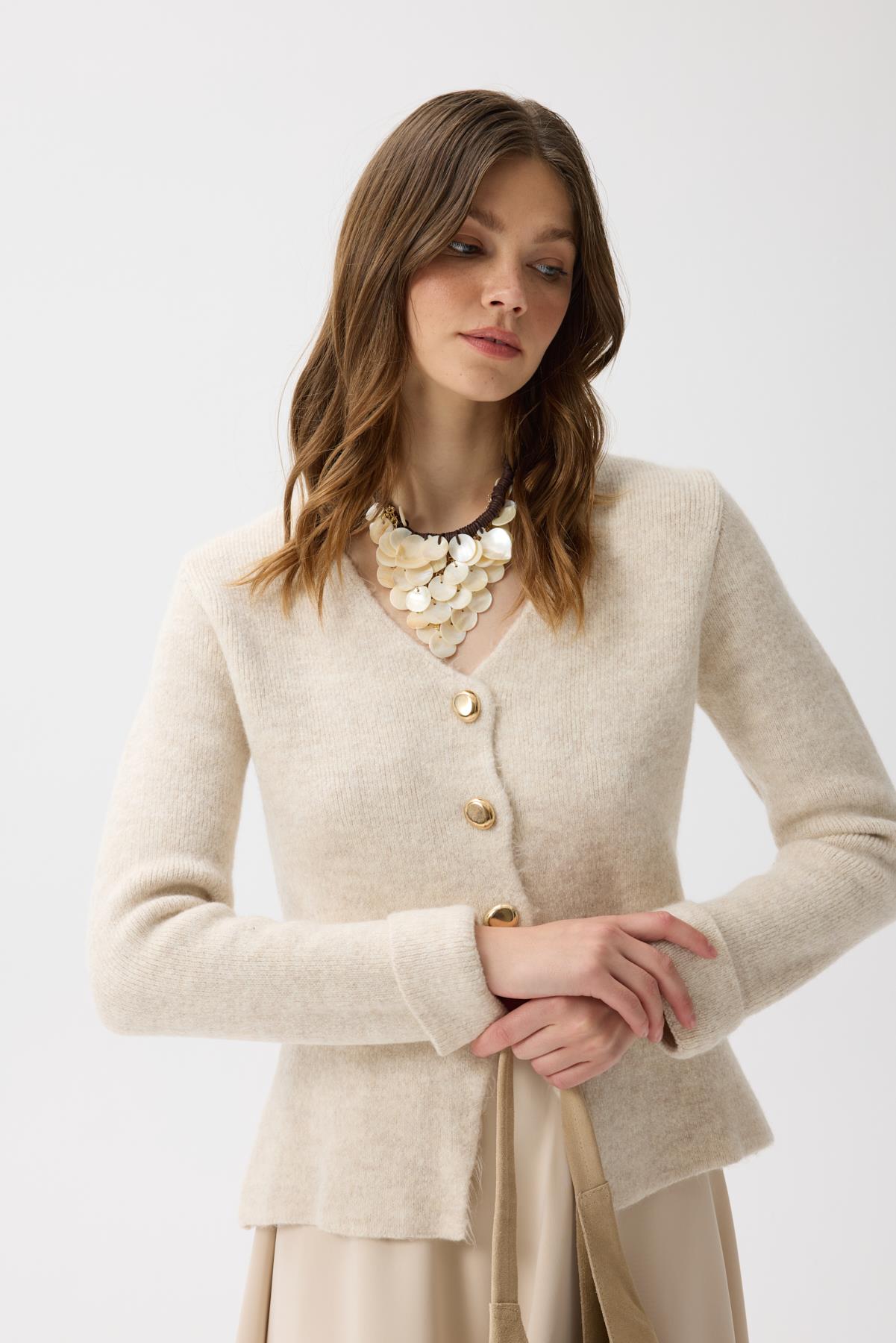 Monica Düğmeli Blazer Hırka - Bej