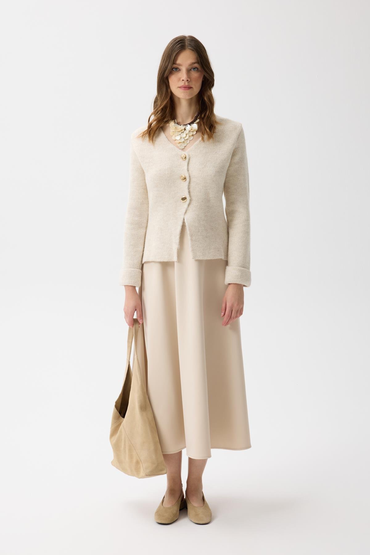 Monica Düğmeli Blazer Hırka - Bej