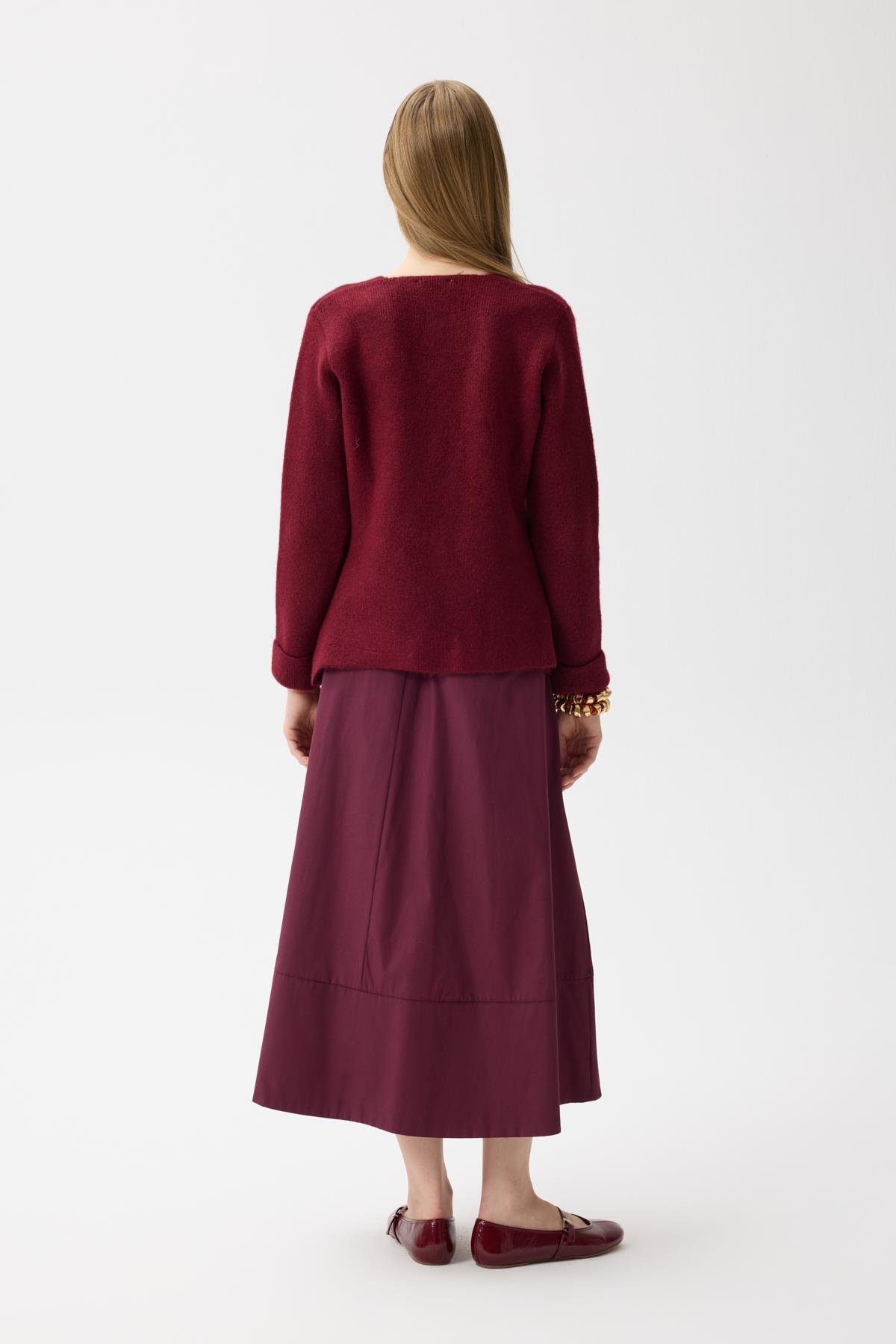 Monica Düğmeli Blazer Hırka - Bordo 