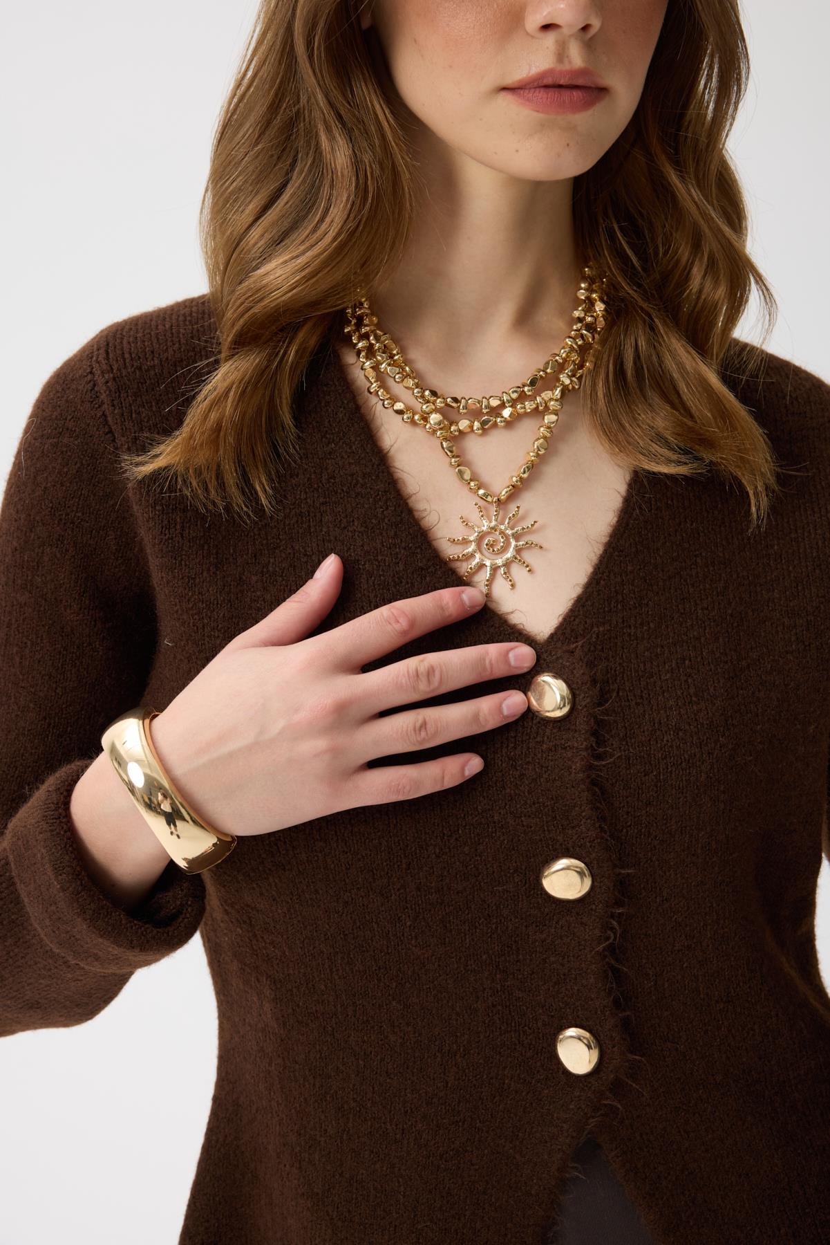 Monica Düğmeli Blazer Hırka -Kahverengi