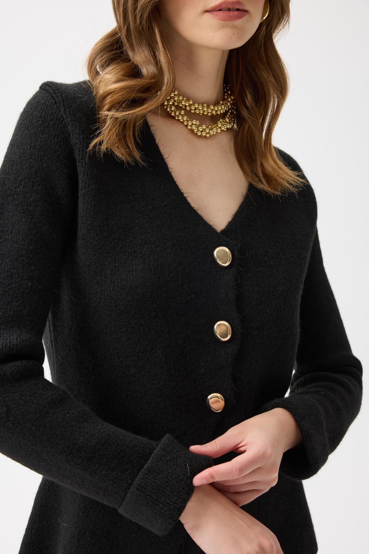 Monica Düğmeli Blazer Hırka - Siyah