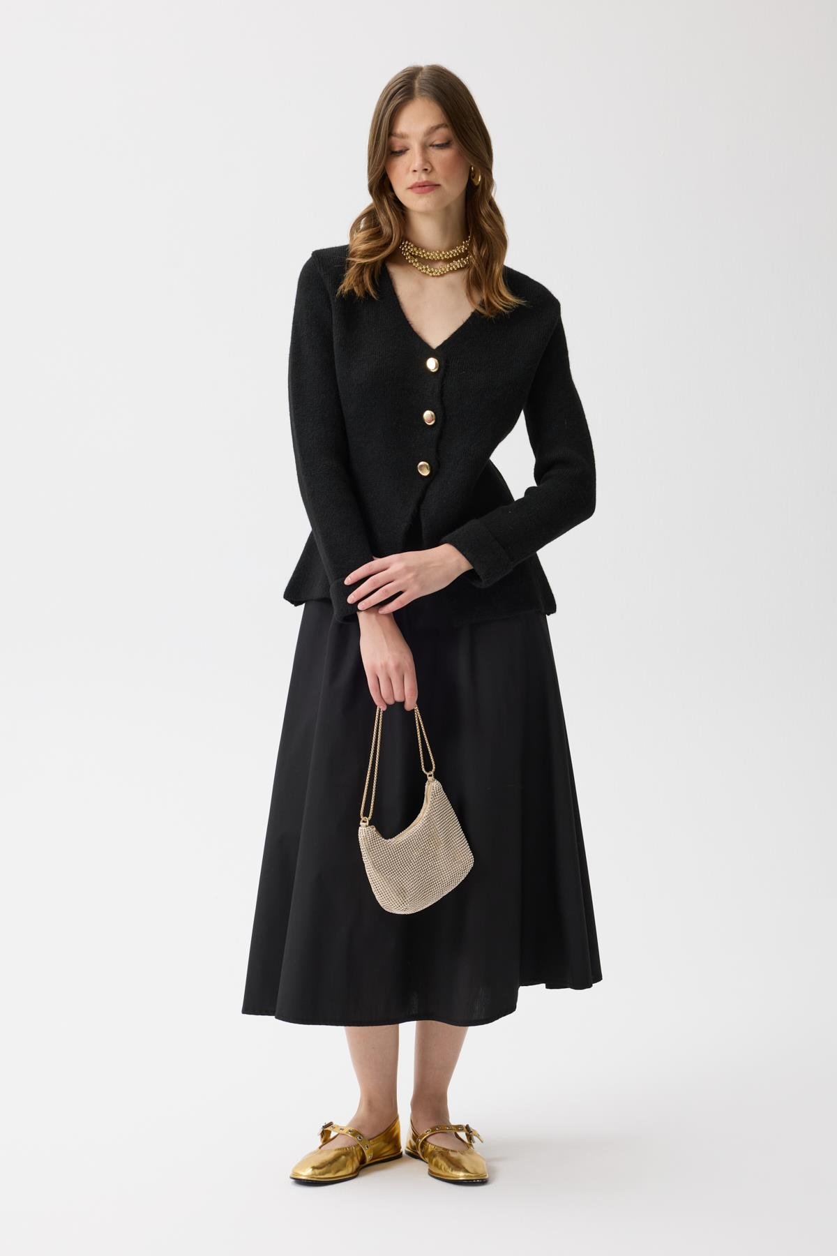 Monica Düğmeli Blazer Hırka - Siyah