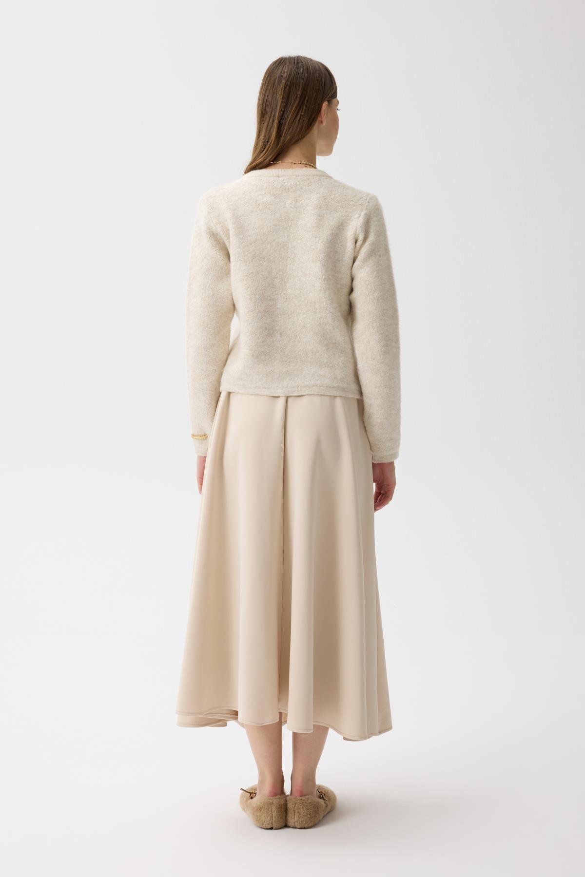 Morgana Buklet Dokulu Hırka - Bej