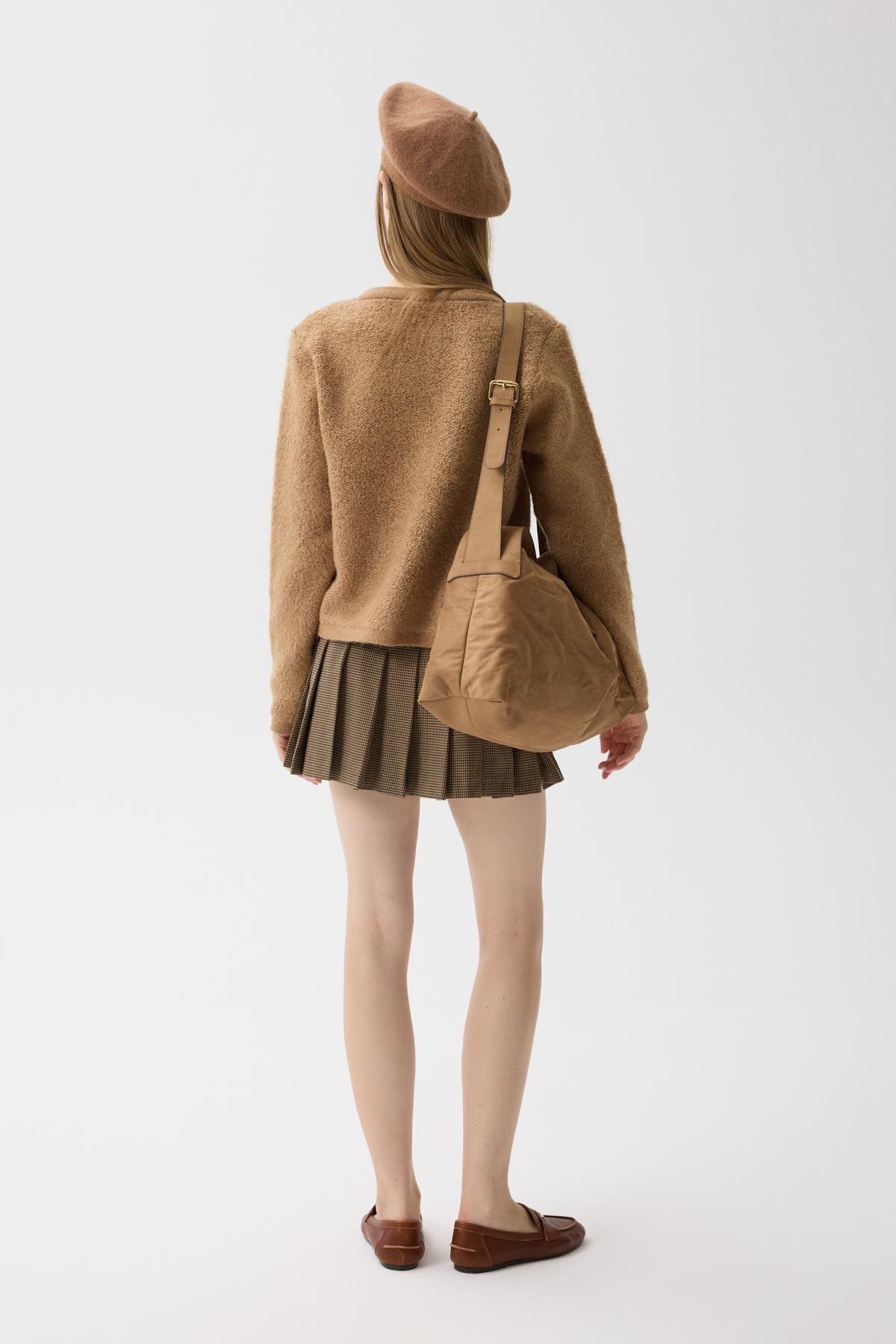 Morgana Buklet Dokulu Hırka - Camel