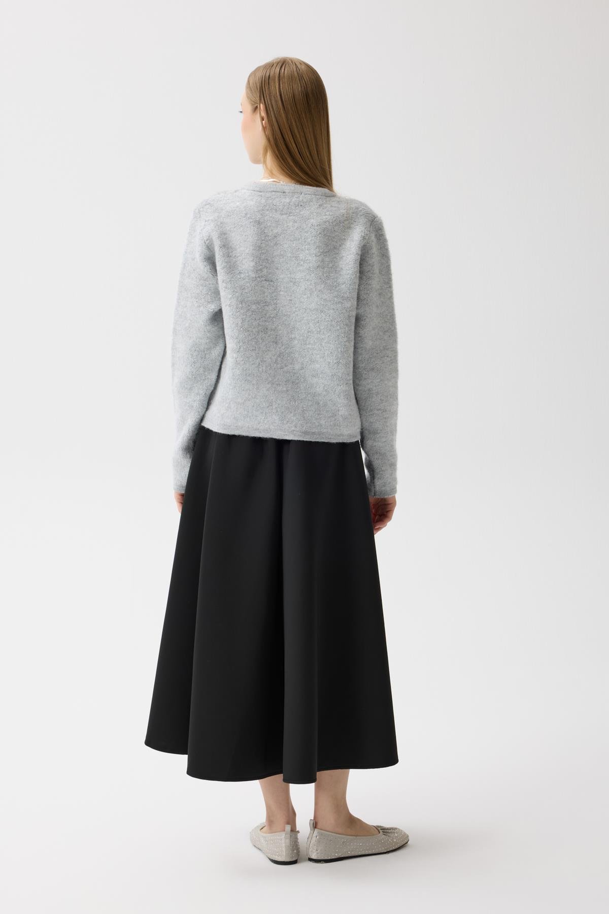 Morgana Buklet Dokulu Hırka - Gri