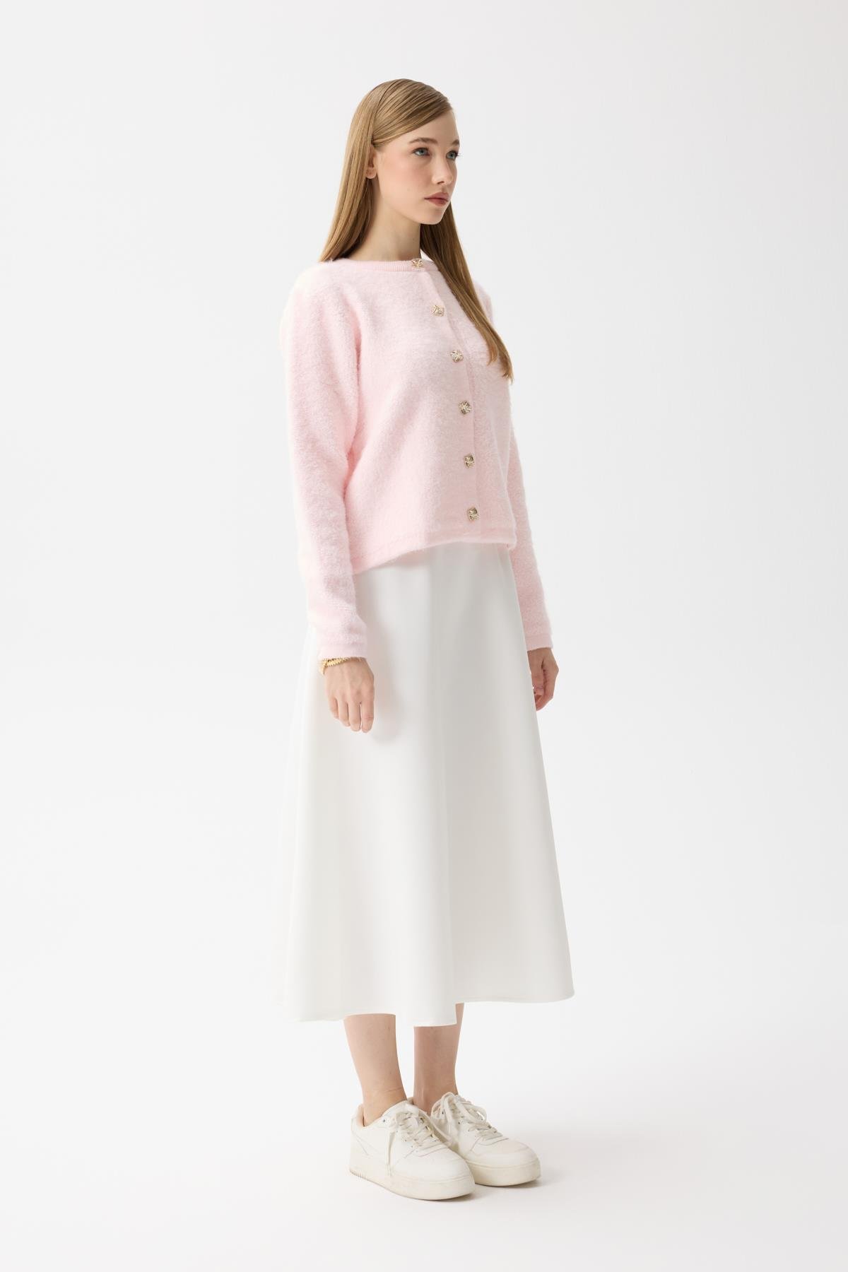 Morgana Buklet Dokulu Hırka - Pembe