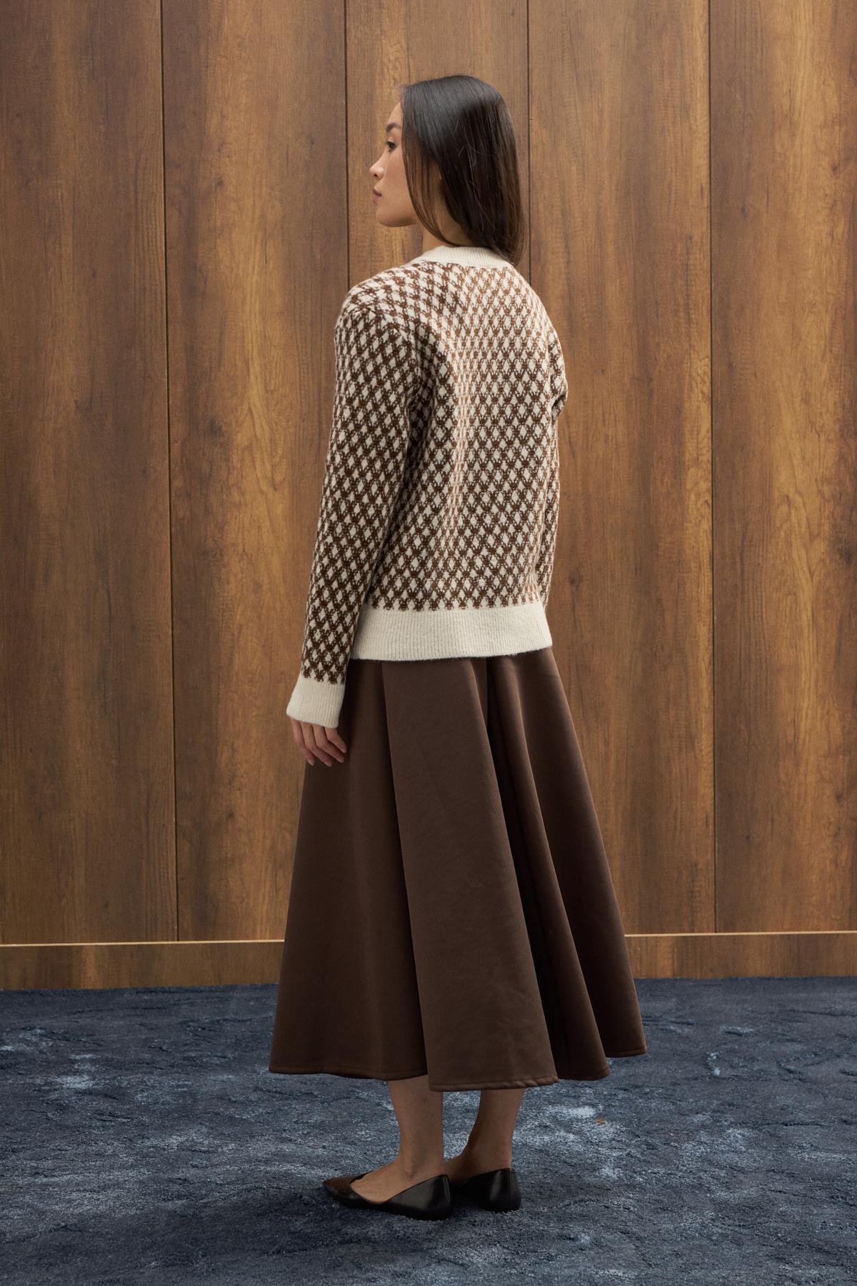 Nicole Gold Düğmeli Hırka - Ekru