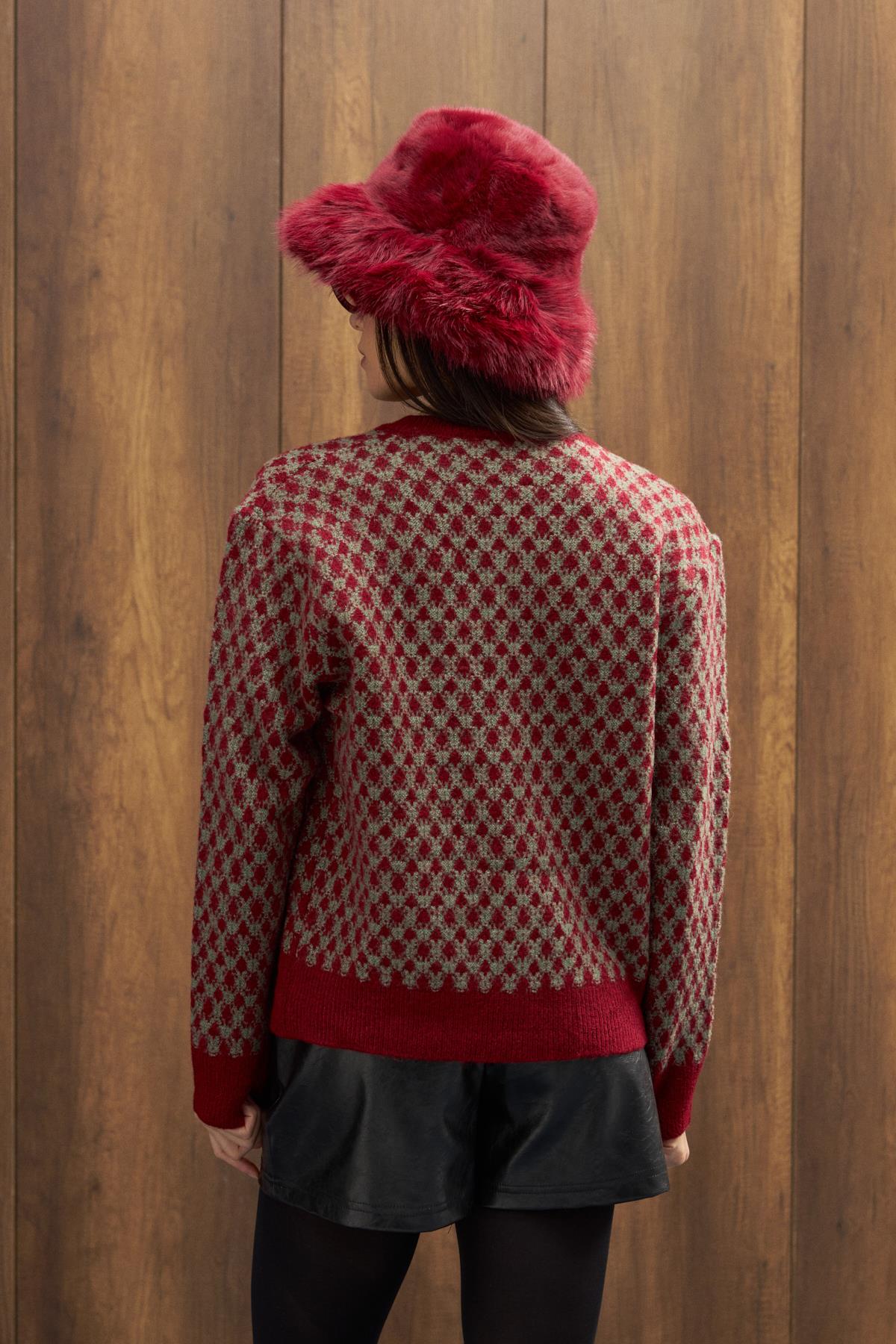 Nicole Gold Düğmeli Hırka - Kırmızı