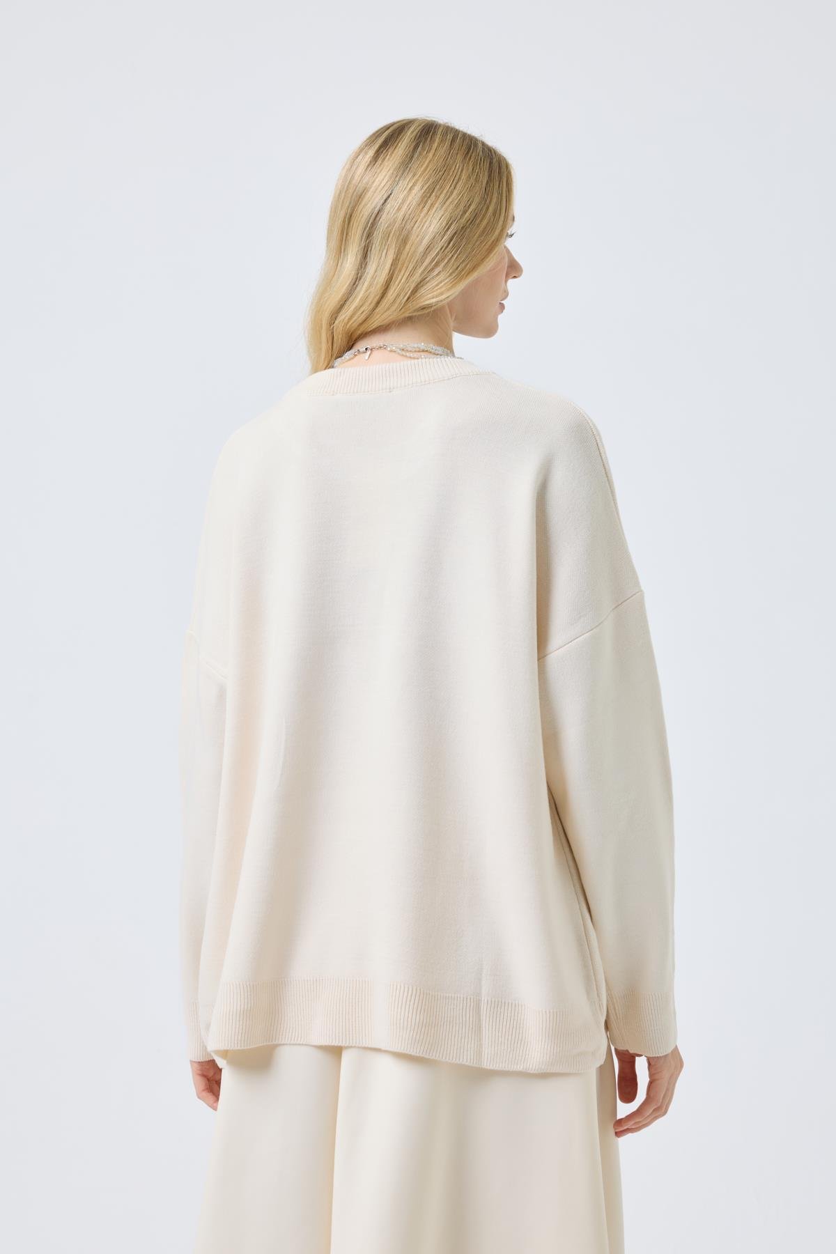 Nina Geniş Yakalı Basic Kazak- Bej