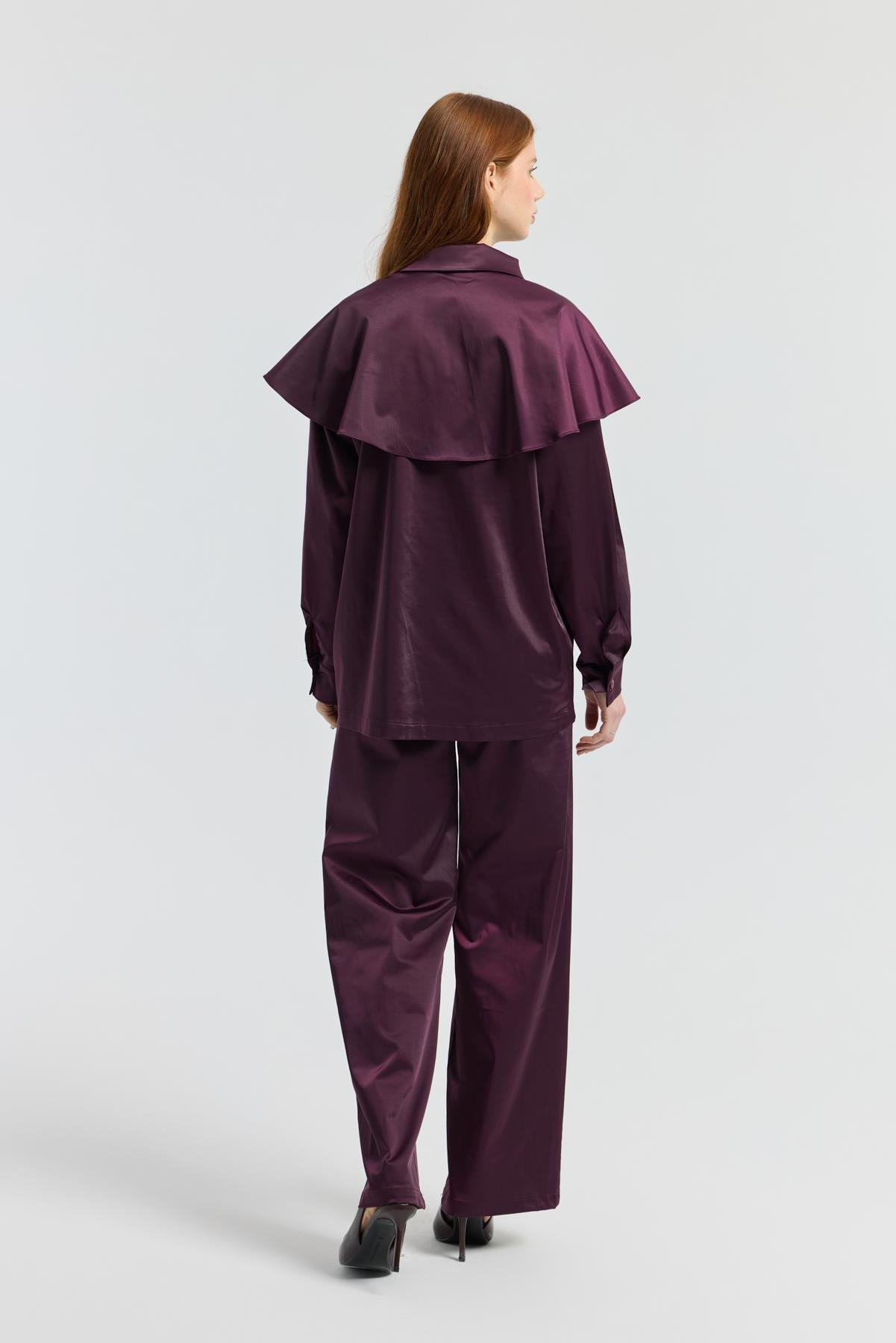 Noella Pelerin Saten Takım - Mürdüm 