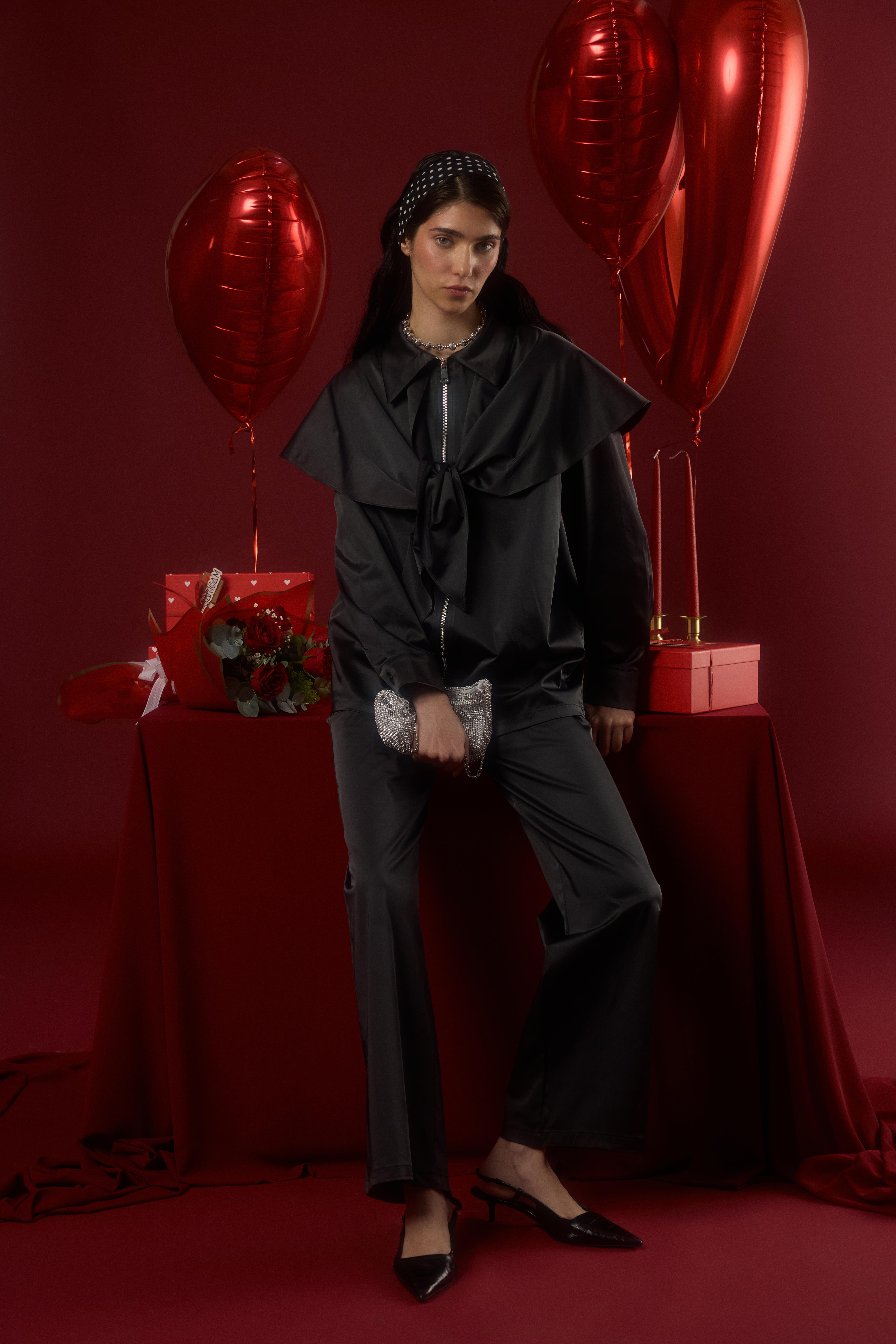 Noella Pelerin Saten Takım - Siyah