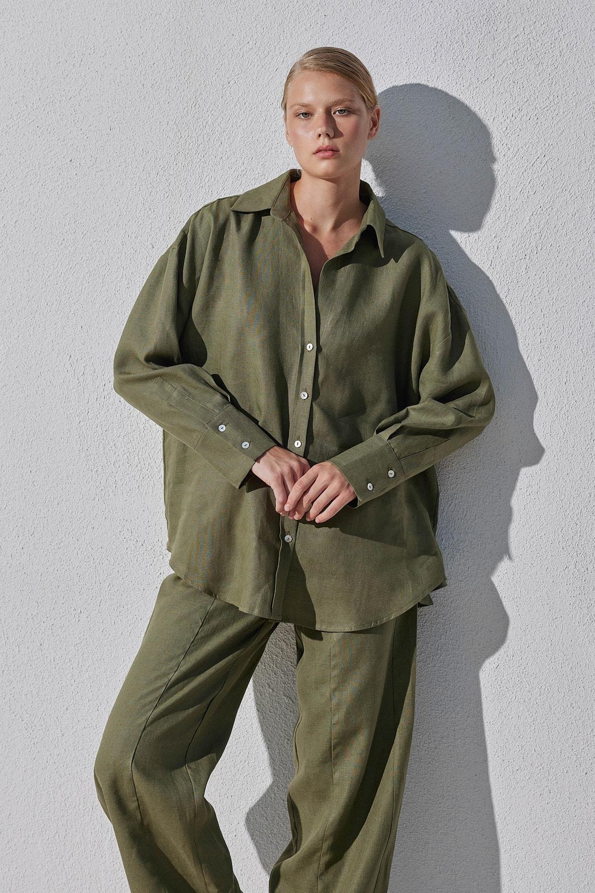 Noli Keten Gömlek - Haki