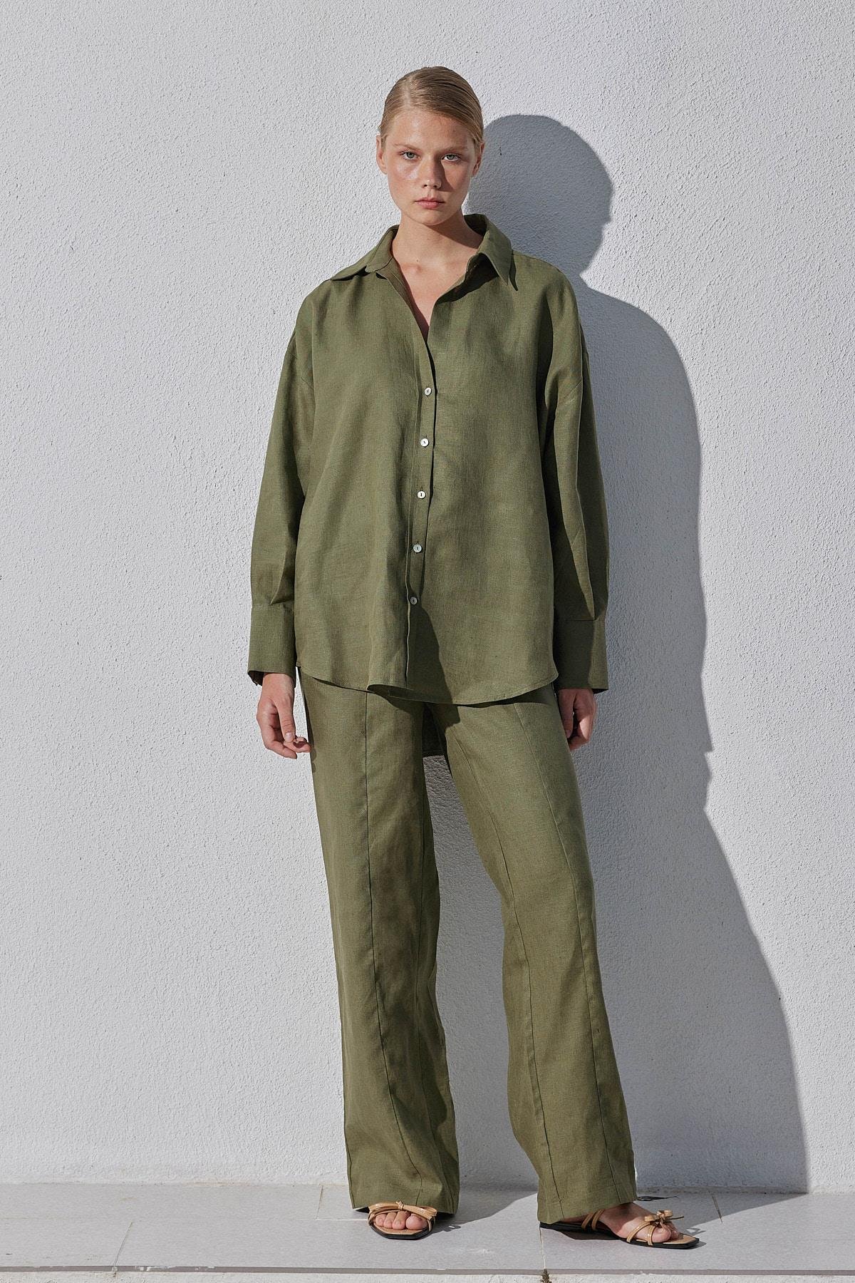 Noli Keten Gömlek - Haki