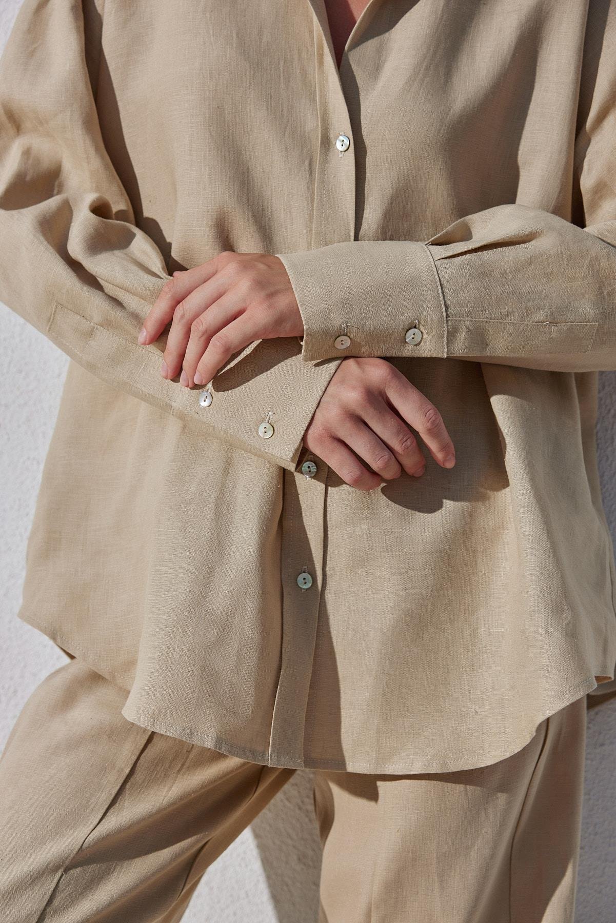 Noli Keten Gömlek- Bordo