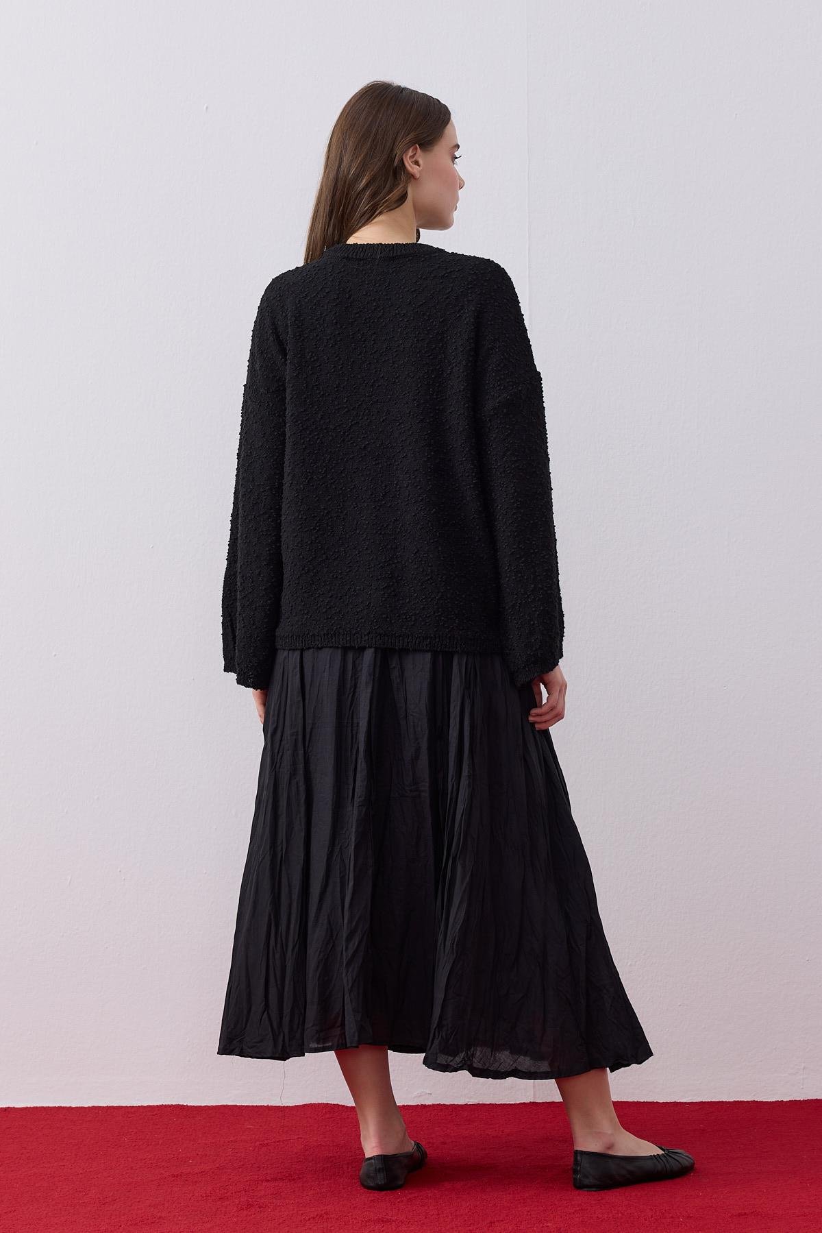 Opal Buklet Dokulu Kazak-Siyah