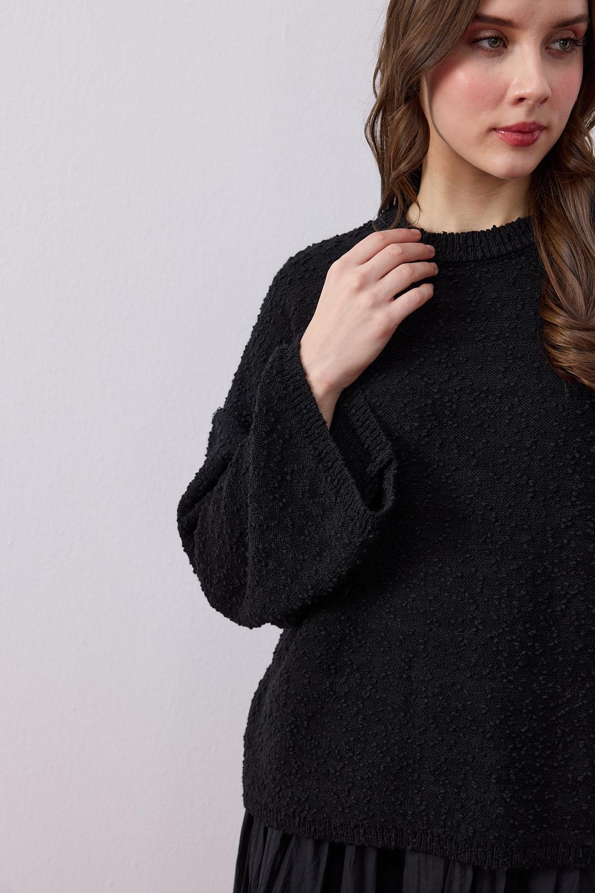 Opal Buklet Dokulu Kazak-Siyah