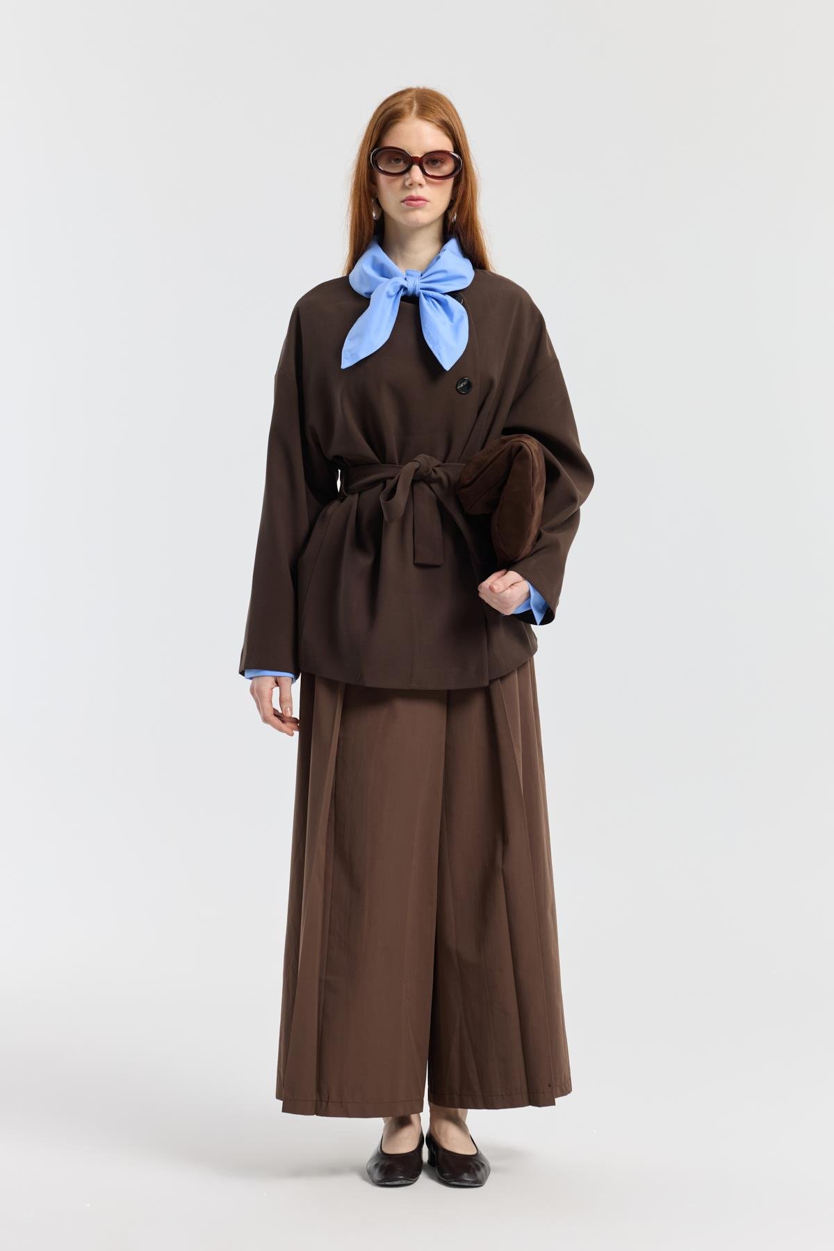 Ophelia Kuşaklı Trenç  - Acı kahve