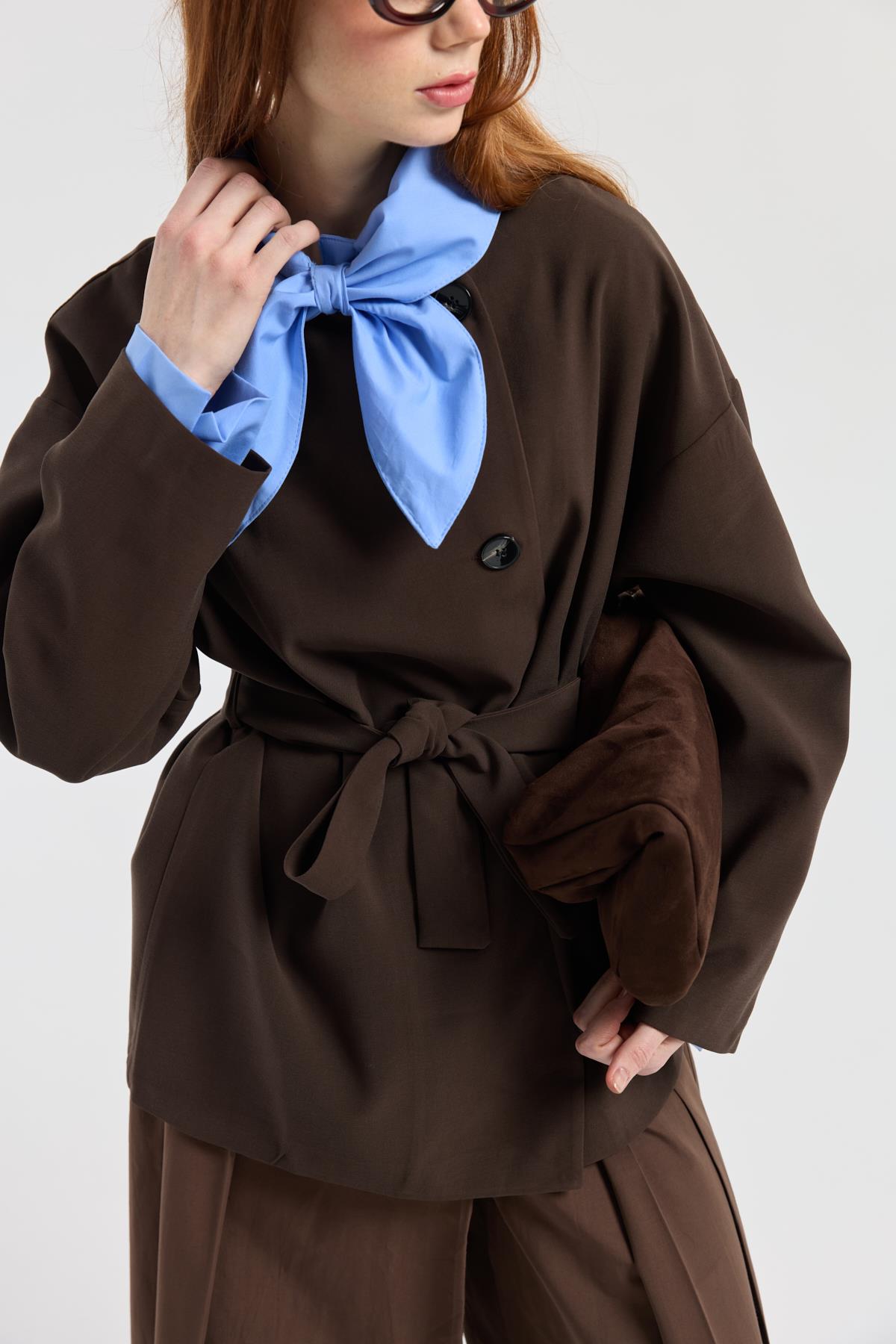 Ophelia Kuşaklı Trenç  - Acı kahve