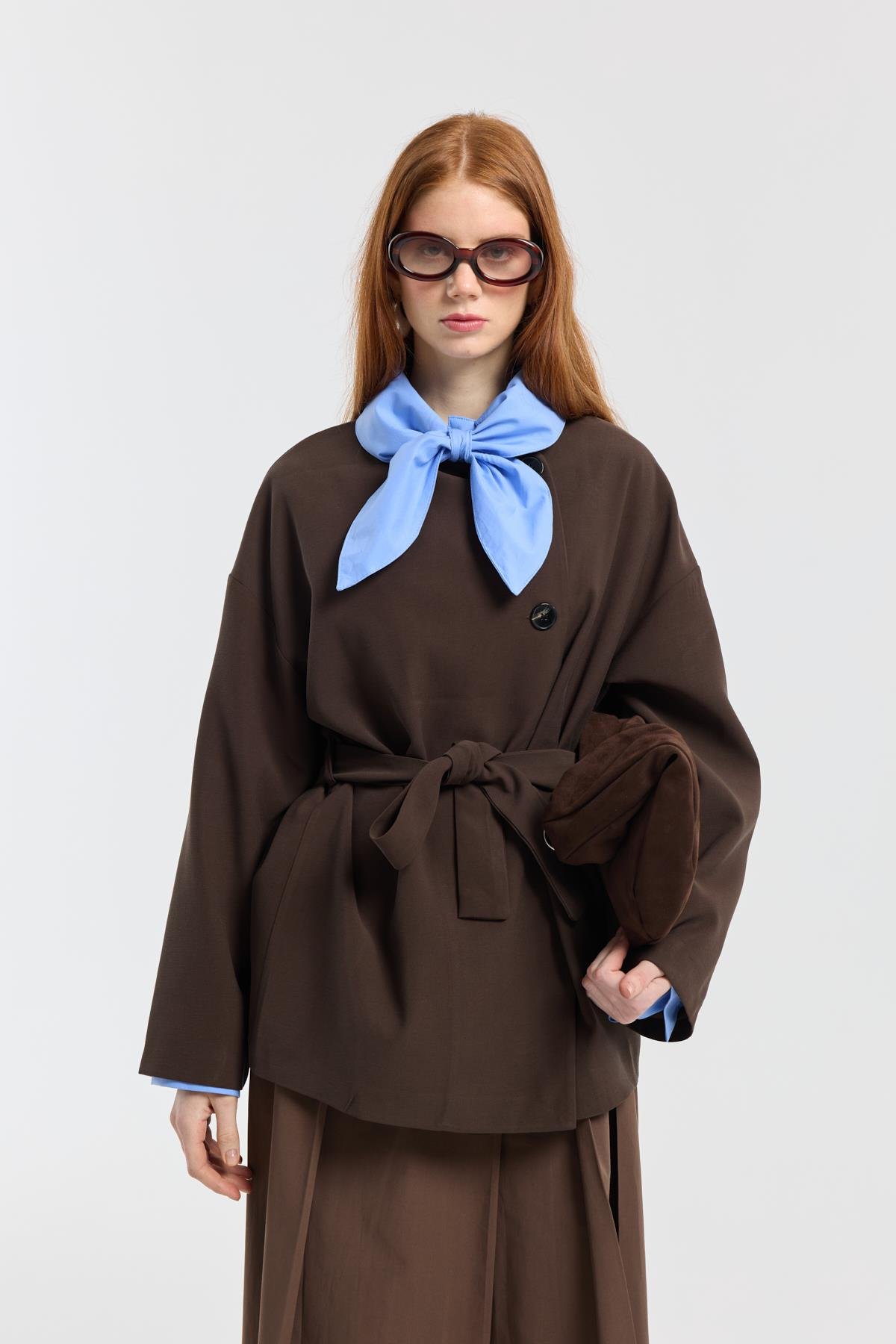 Ophelia Kuşaklı Trenç  - Acı kahve