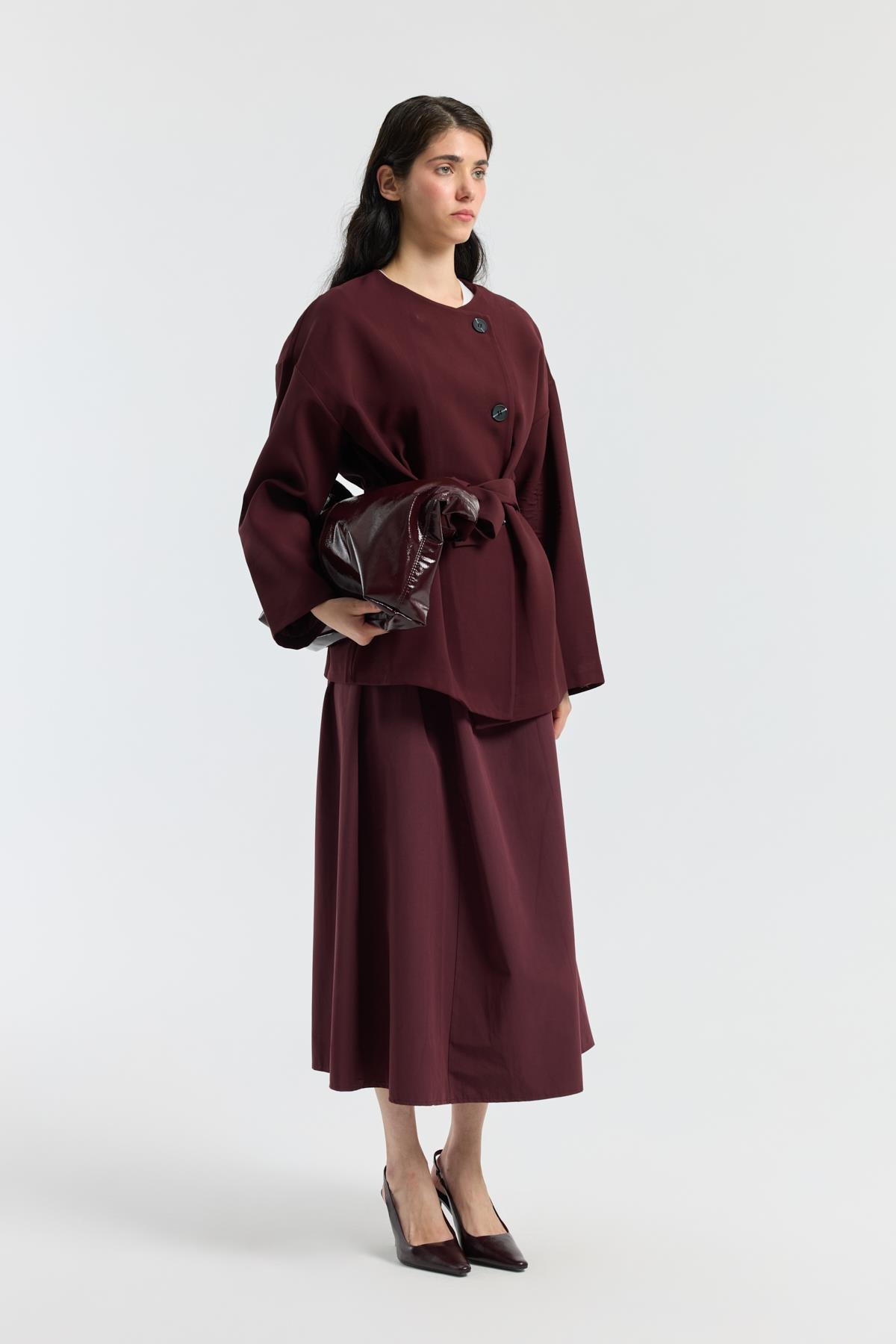 Ophelia Kuşaklı Trenç - Bordo