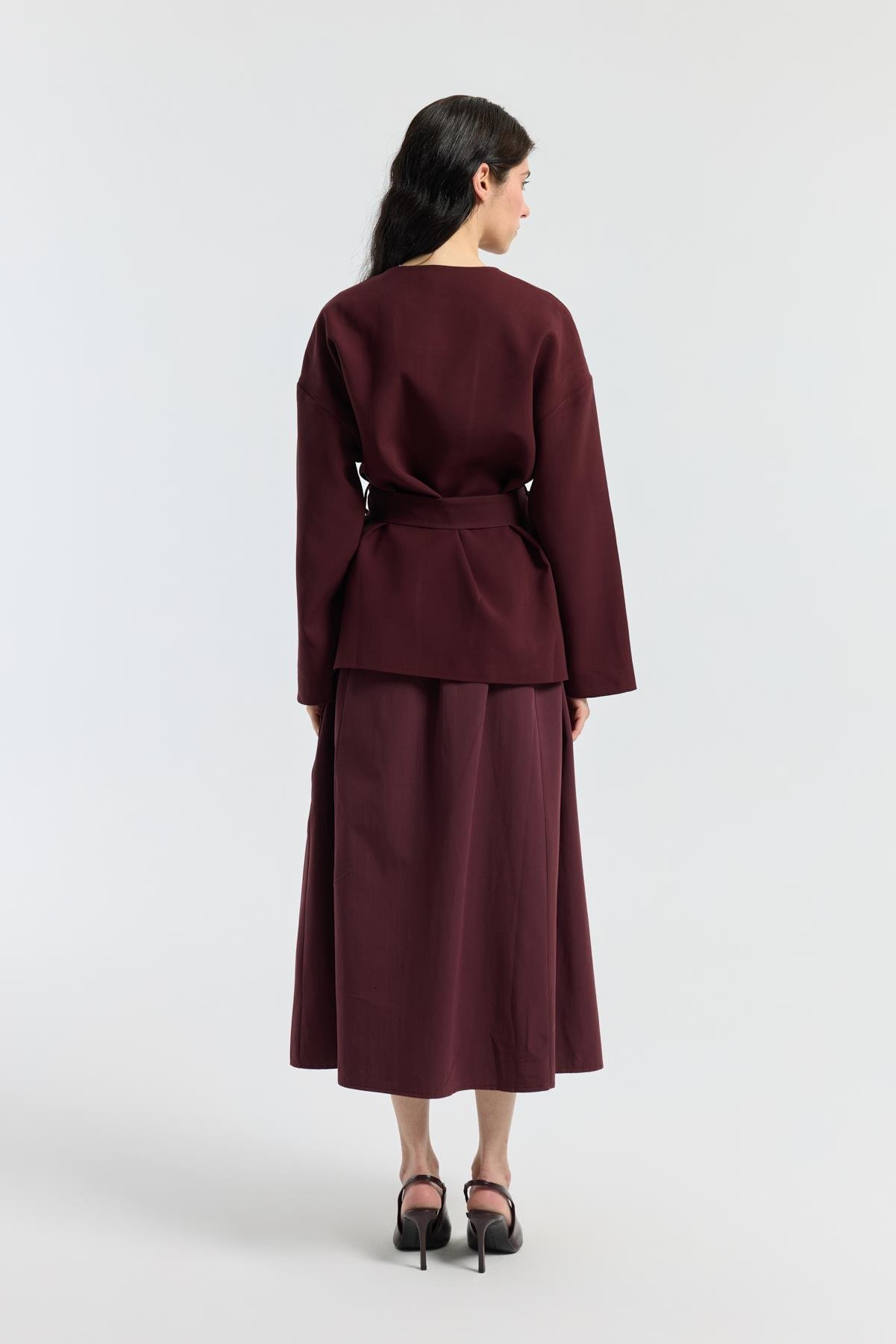 Ophelia Kuşaklı Trenç - Bordo