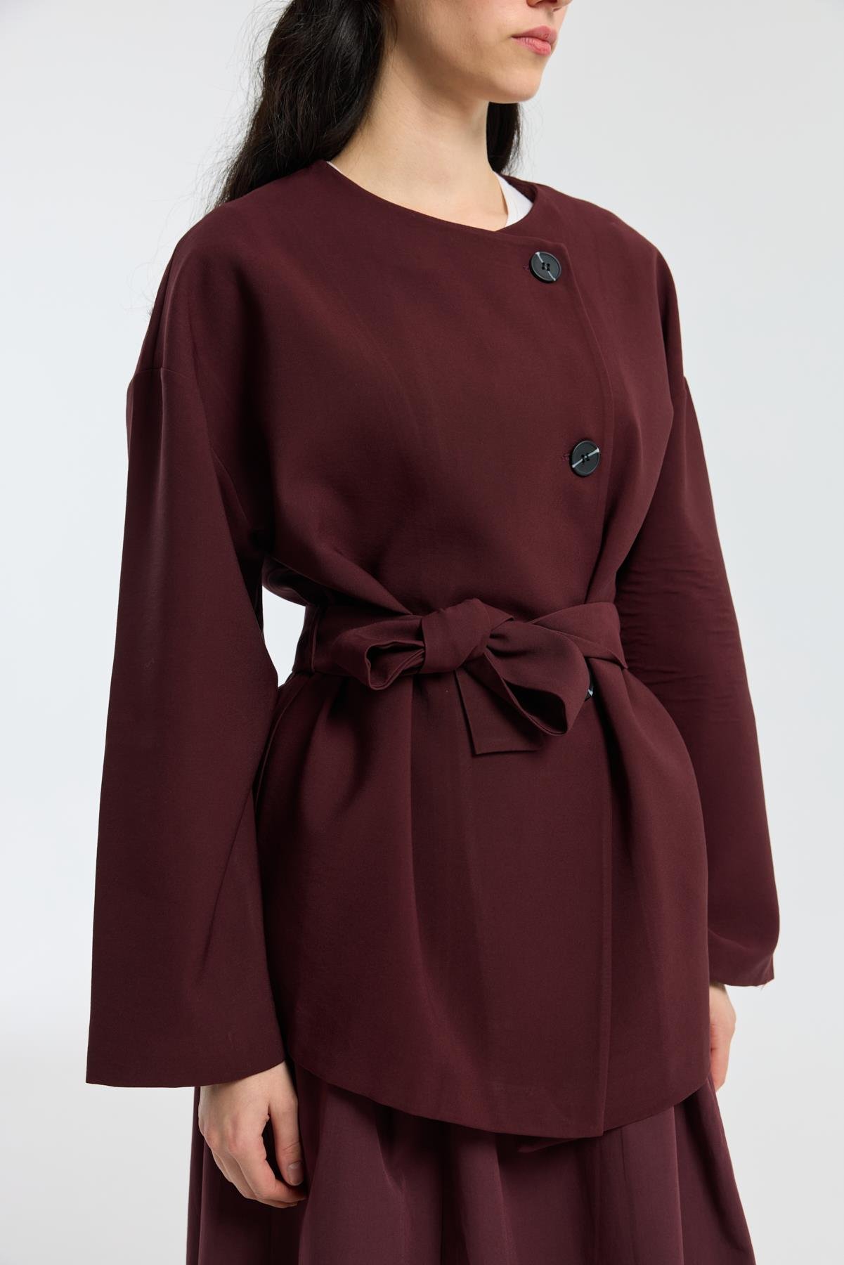 Ophelia Kuşaklı Trenç - Bordo