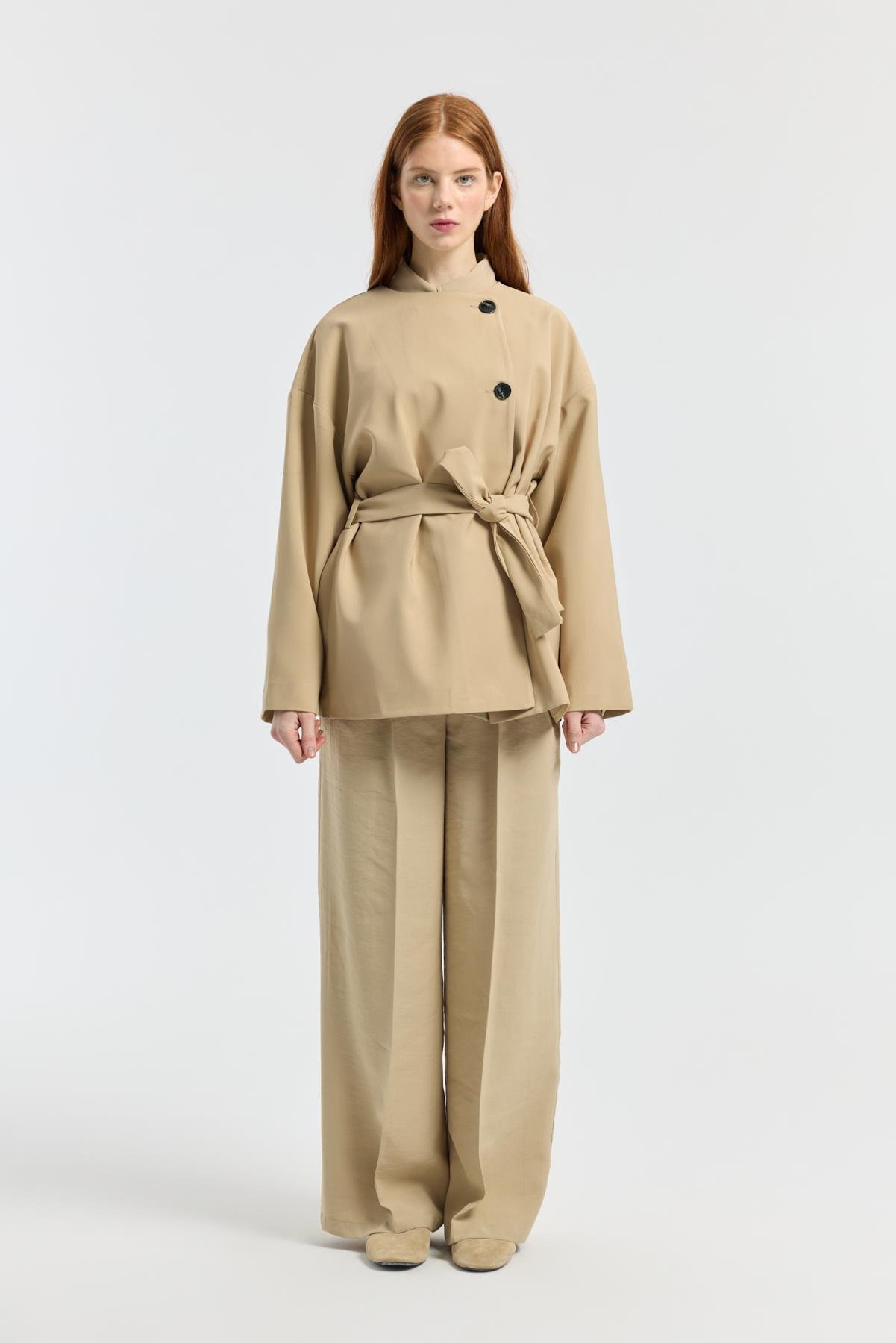 Ophelia Kuşaklı Trenç - Camel