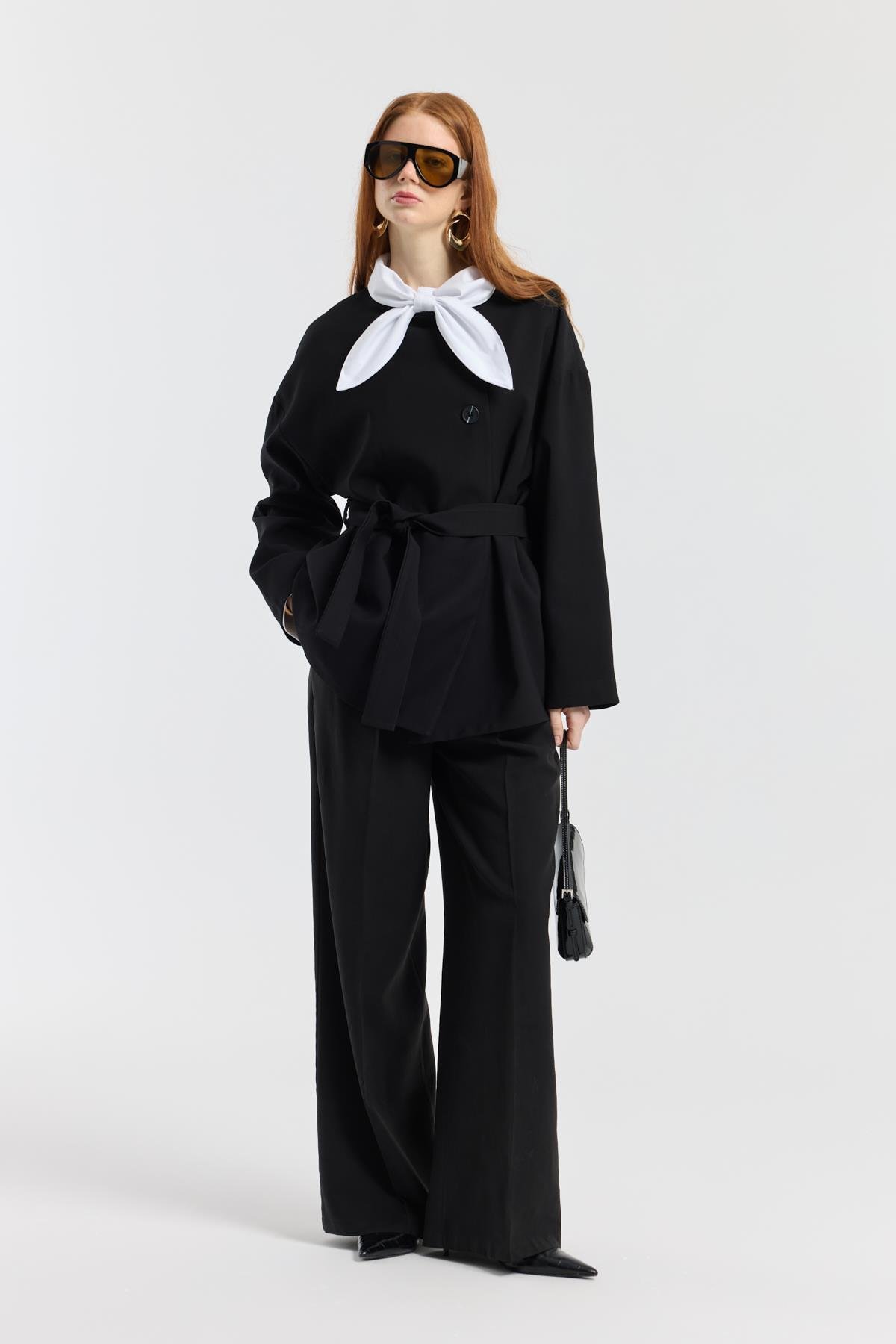 Ophelia Kuşaklı Trenç - Siyah