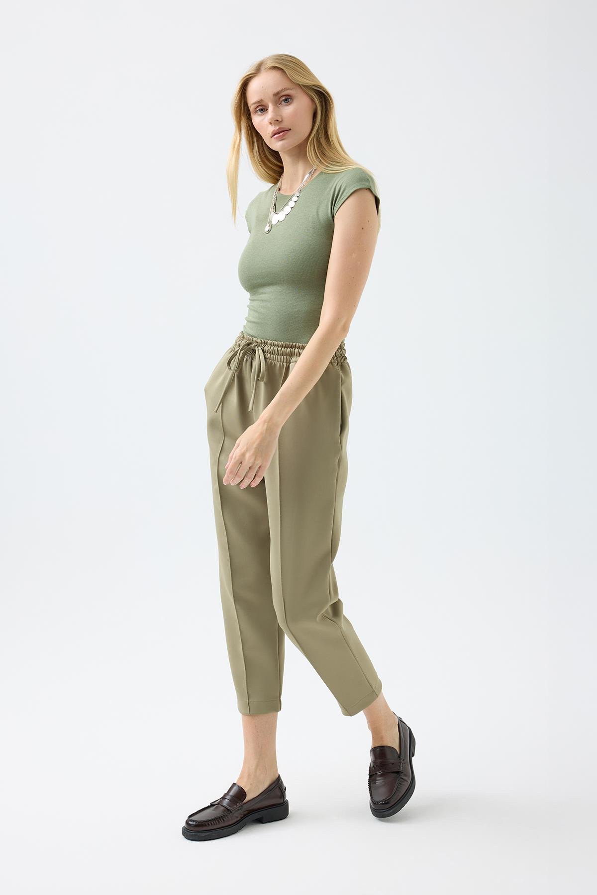 Otilla Nervürlü Skuba Havuç Pantolon - Haki 